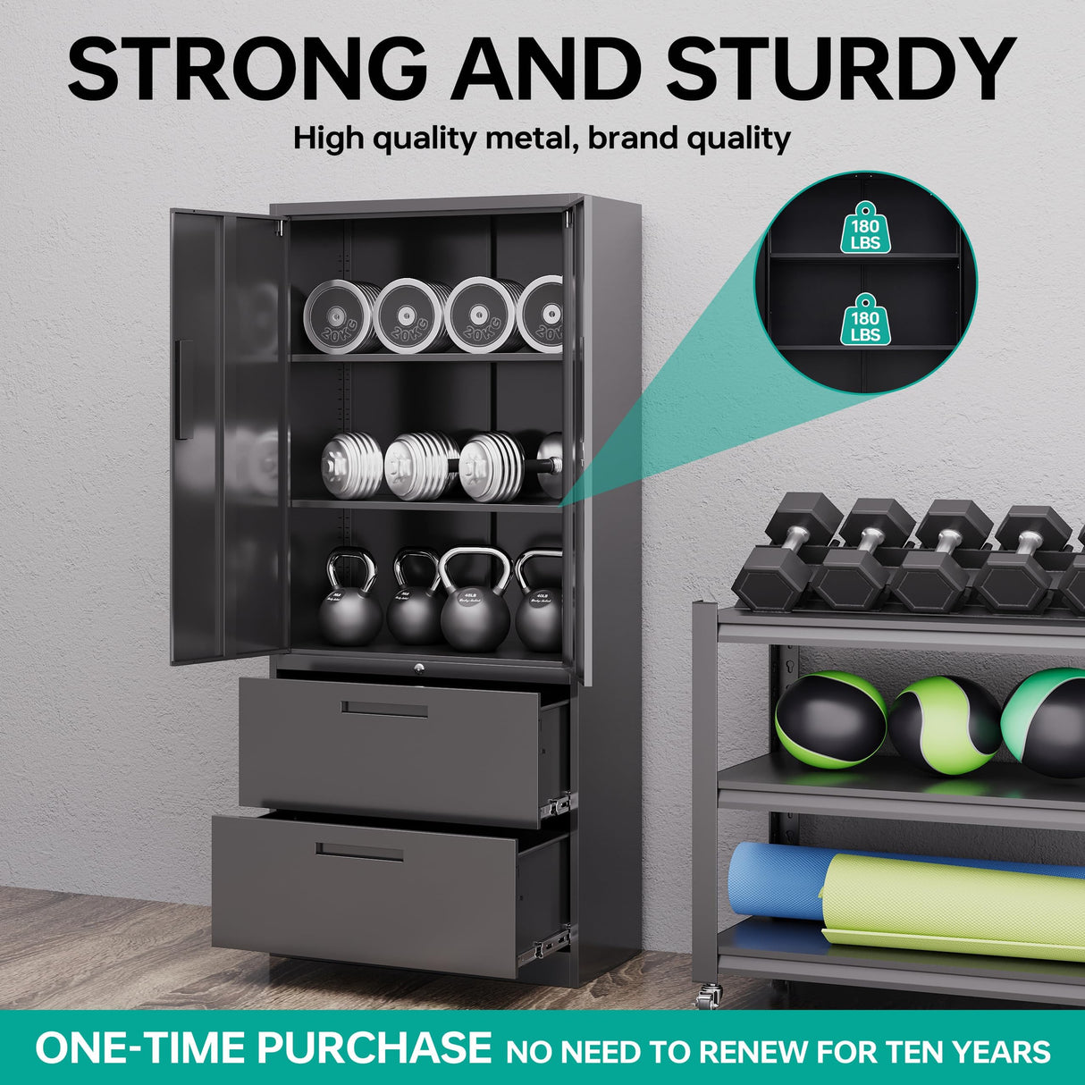 SISESOL Black Metal Storage Cabinet with Drawer and Shelf, 71" Metal File Cabinets for Home Office,Steel Garage Storage Cabinet with Locking Doors for Home,Office,Garage,School SISESOL