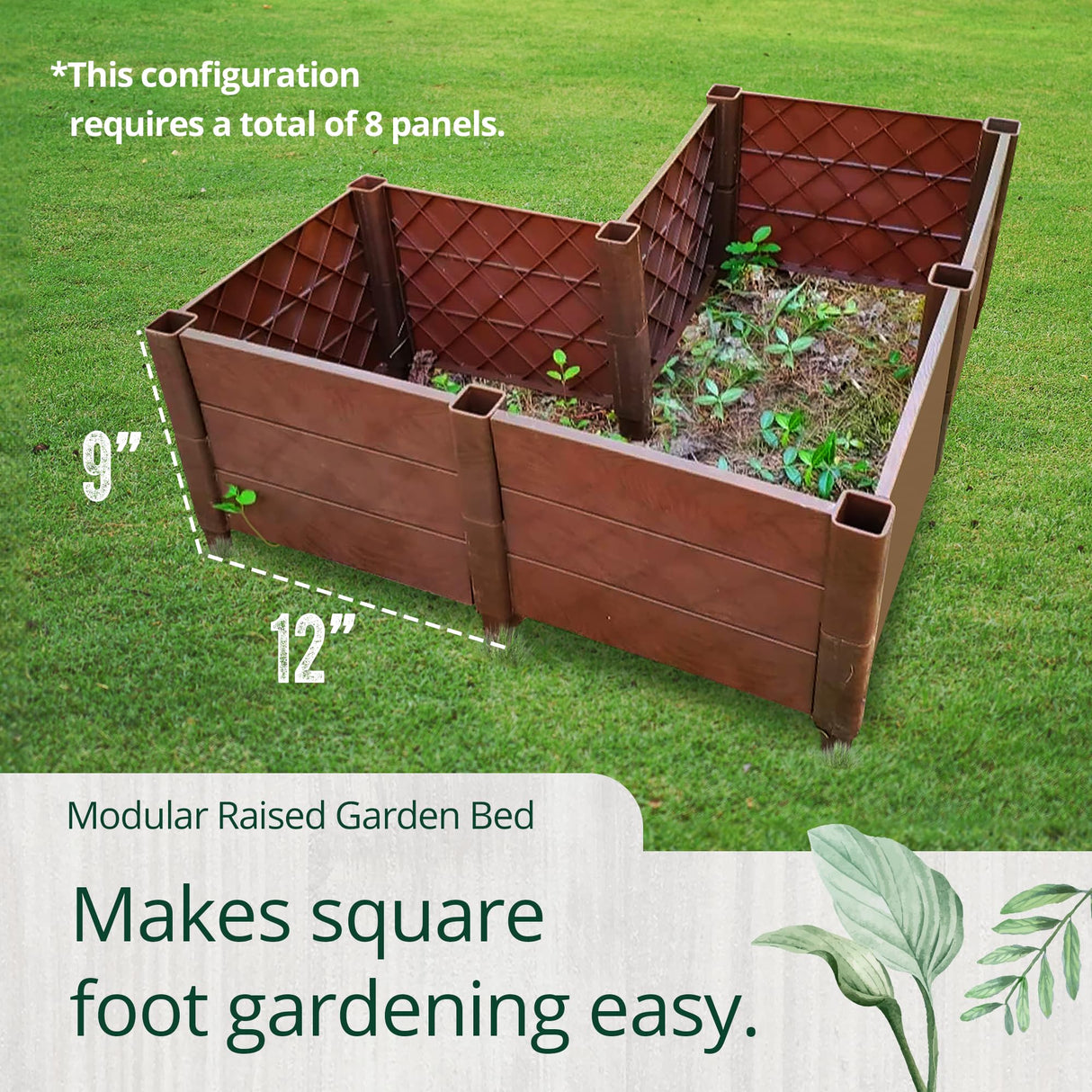Dalen Modular Raised Bed Garden – Faux Wood – 8 Panel Starter Pack – Makes Square Foot Gardening Easy – 12x9 in Dalen