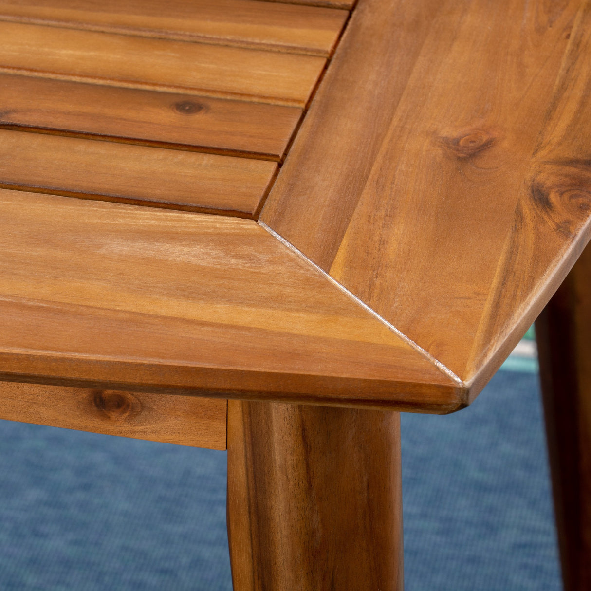 Christopher Knight Home Harvey Outdoor 7 Piece Acacia Wood Dining Set, Teak Finish/Blue Christopher Knight Home