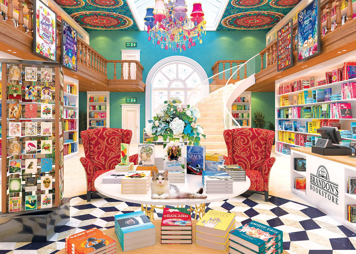 RoseArt - Kodak Premium - Brandon's Bookstore - 3000 Piece Jigsaw Puzzle for Adults RoseArt