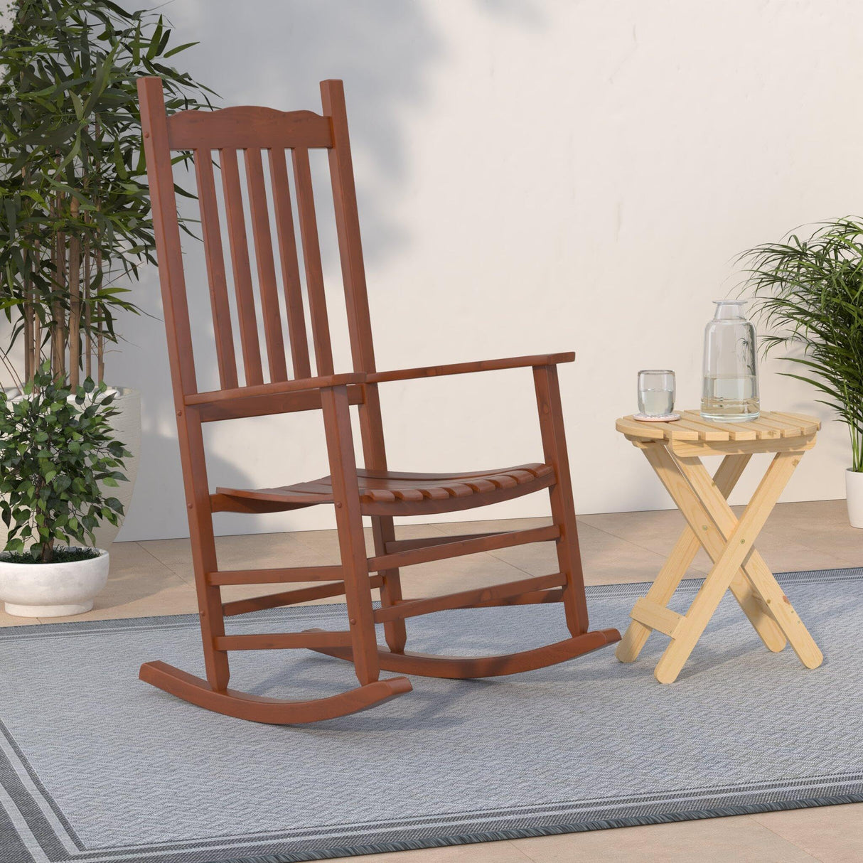 Rocking Rocker - A001NT Natural Wood Porch Rocker/Outdoor Rocking Chair - Easy to Assemble - Comfortable Size - Outdoor or Indoor Use Rockingrocker
