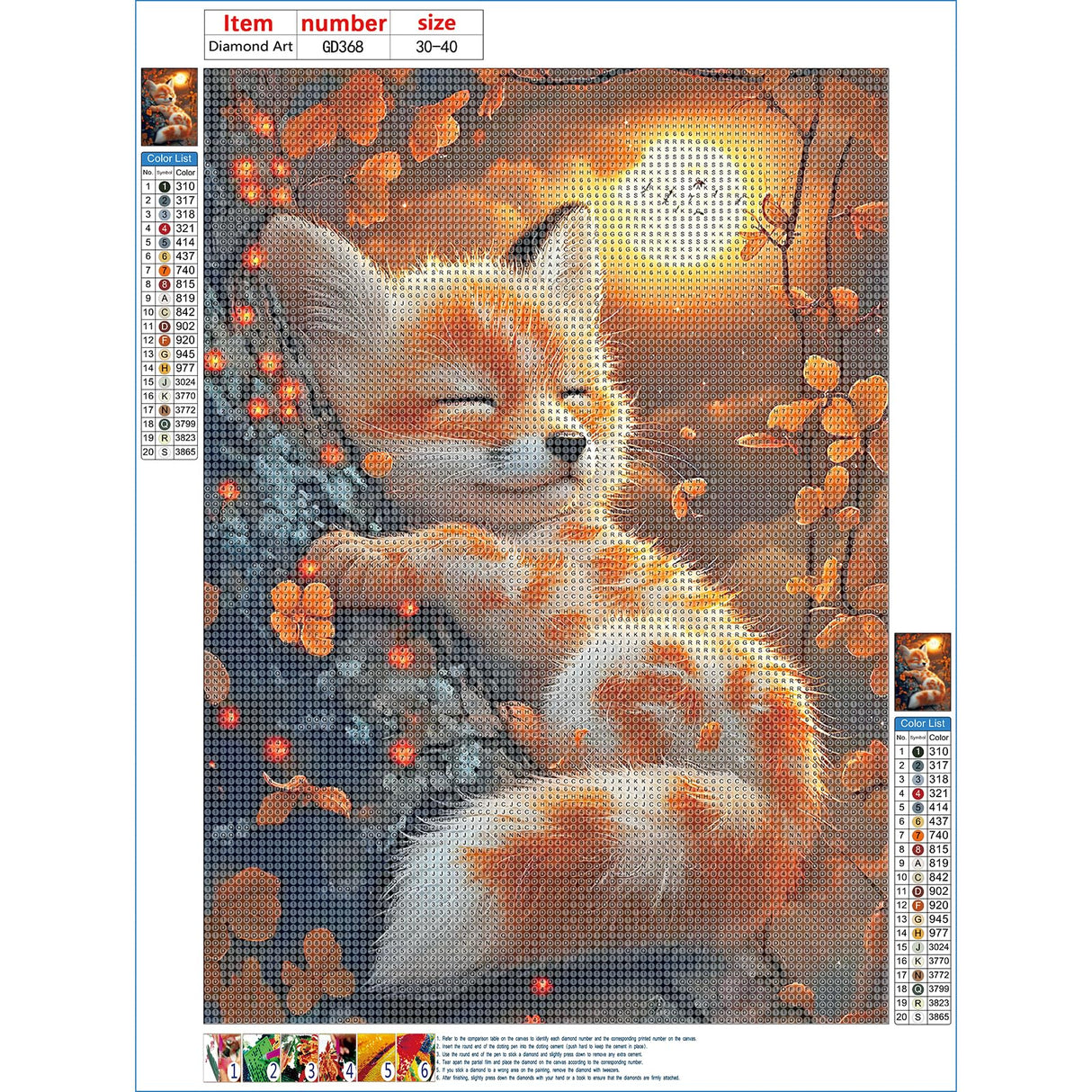 GDYEEH DIY 5D Cute Fox Diamond Art Kits, Round Full Drill Sparkling Fantasy Fox Diamond Painting Picture, Moonnight Painting by Numbers Art Kits for Adults Beginners Home Wall Decor 12x16 inch GDYEEH