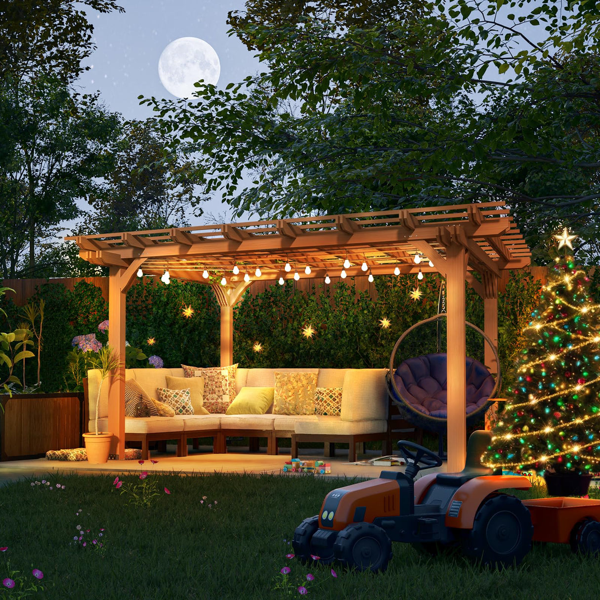 Outdoor Pergola 10x12 FT Wooden Pergola Gazebo - 100% Sturdy Solid Wood Outdoor Gazebo for Backyard, Patio, Deck, Lawn Backyard Pergola Waterproof & Windproof Outdoor Garden Shelter for Year-Round Use RocVanc