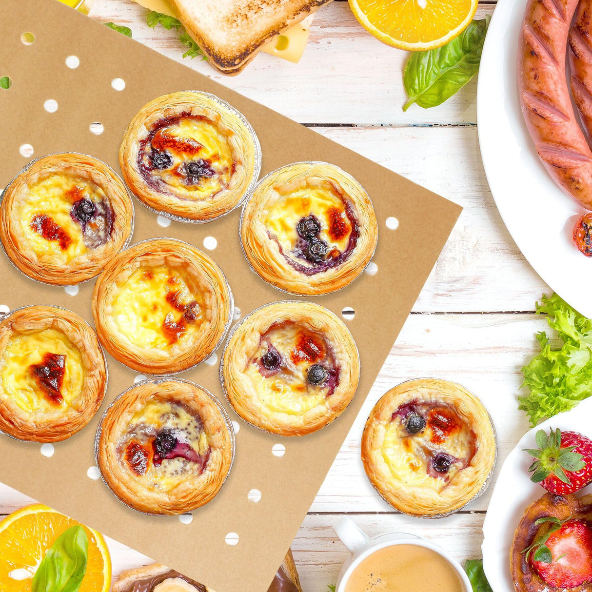 Air Fryer Liners Disposable, Parchment Paper for Baking, 100 Pcs 11 x 9 inch Unbleached Parchment Paper Sheets, Perforated Rectangular Baking Papers, HOFHTD Nonstick Air Fryer Accessories HOFHTD