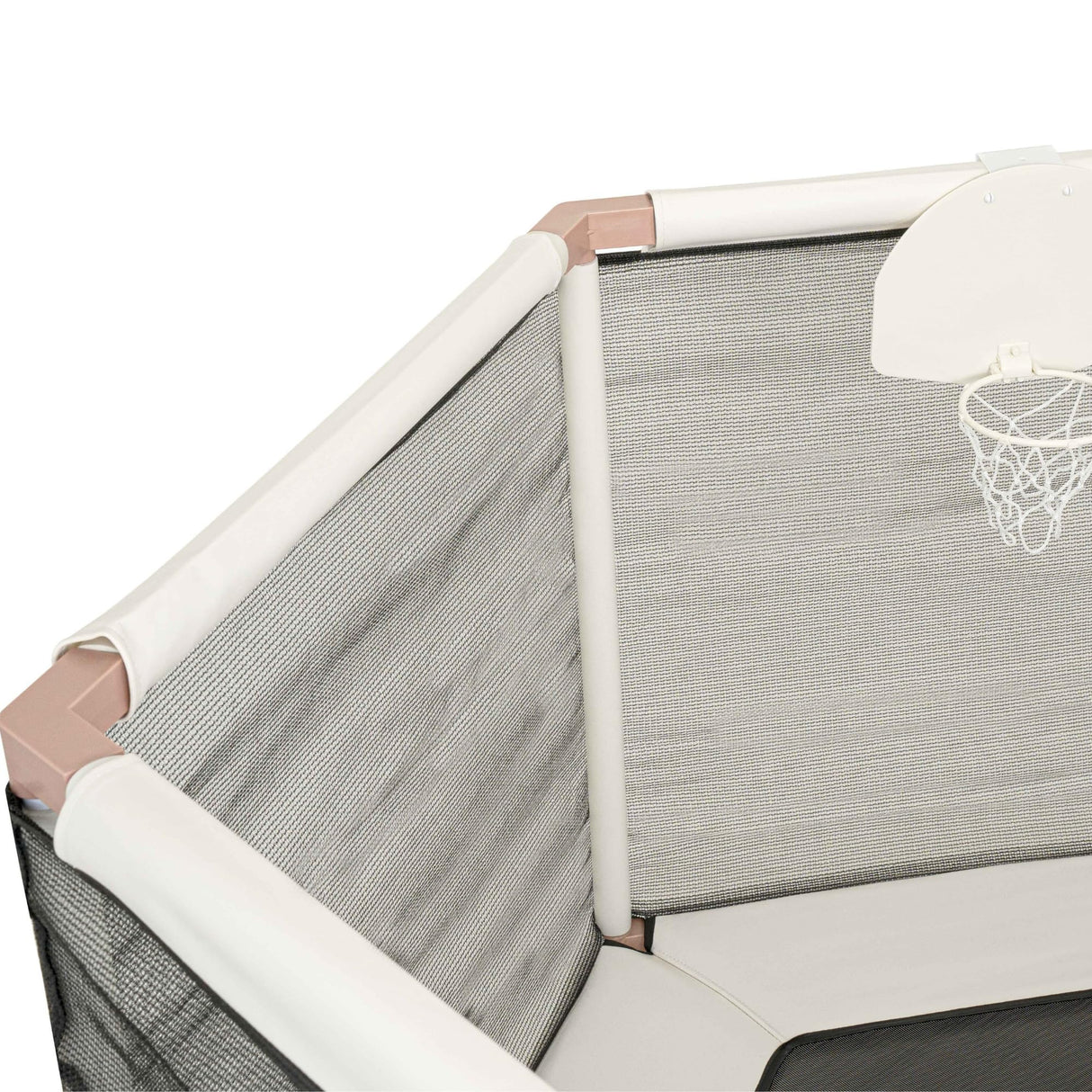 Square House Kids Trampoline, Aesthetic Indoor and Outdoor Toddler Trampoline with Safety Net, Basketball Hoop, 220lb Capacity, Ultra Safe No-Gap Design, Gifts for Boys & Girls (Sand, 5 FT) Square House