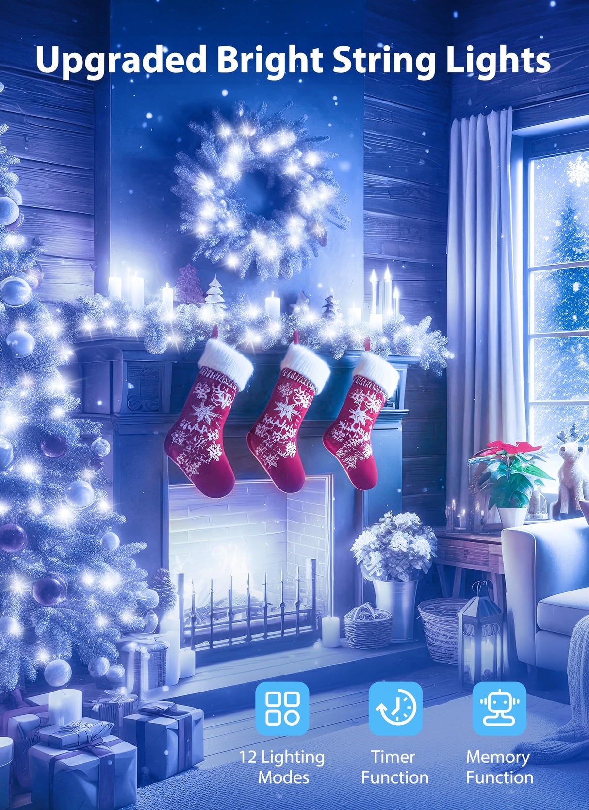 Minetom Christmas Lights Outdoor Cluster Lights - 1000 LED 50 Ft Christmas Firecrackers String Lights, 12 Modes Timer Waterproof Plug in Twinkle Fairy Light for Xmas Tree Garland Party, Cool White Minetom