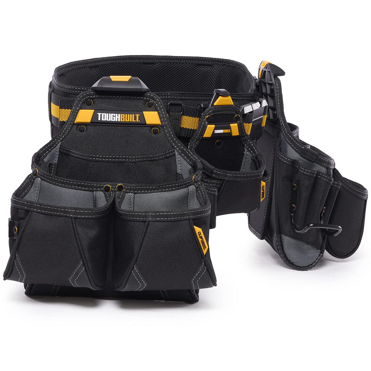ToughBuilt - 4-piece Contractor Tool Belt Set - Heavy Duty and Durable - 3 Cliptech Pouches and padded Toolbelt - (TB-CT-101-4P) ToughBuilt
