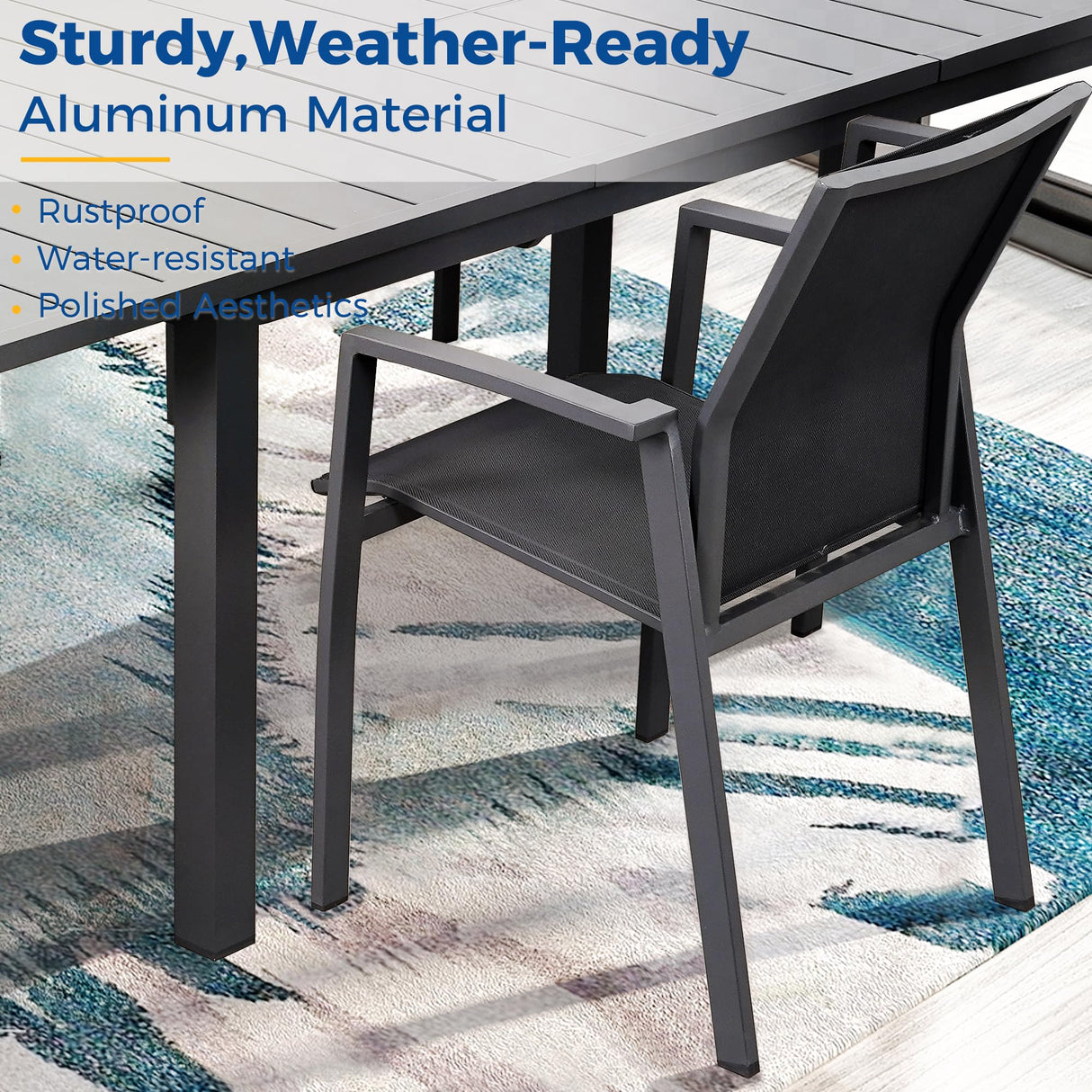 11 Piece Aluminum Outdoor Patio Dining Sets with Fully Assembled Dining Chair,91.3"L×39.4"W Expandable Patio Table and Chairs Set for 10, Stackable Chairs with Quick Drying Fabric, Grey Wisteria Lane