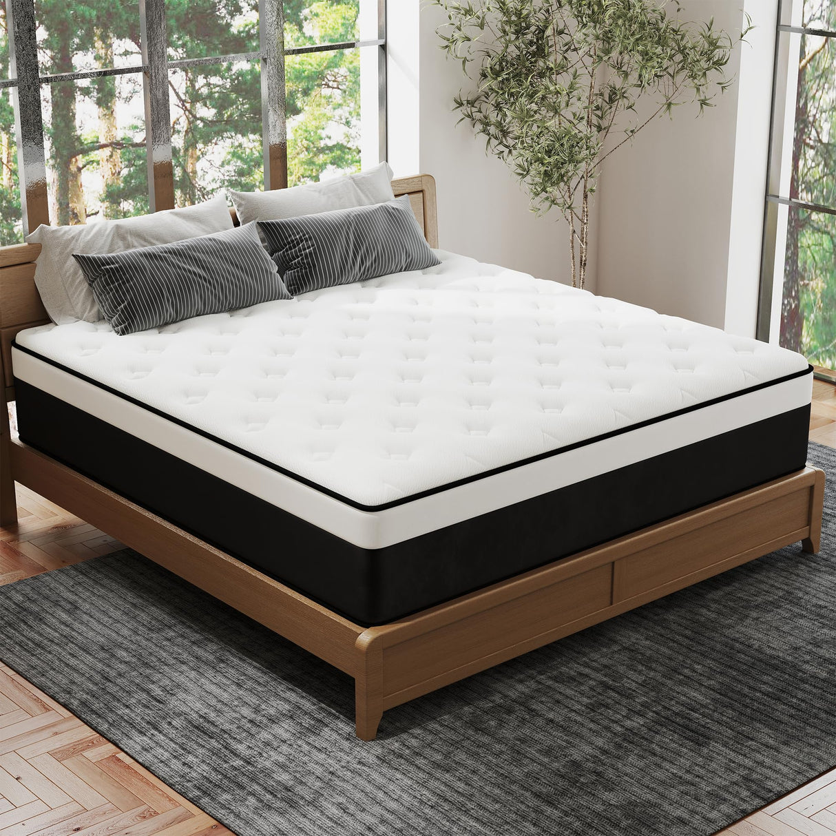 VERHOPE Queen Mattress, 14 Inch Queen Hybrid Mattress in a Box with Memory Foam, Medium Firm, Euro Top, Reinforced Edge Support, Pressure Relief & Motion Isolation, CertiPUR-US Certified VERHOPE