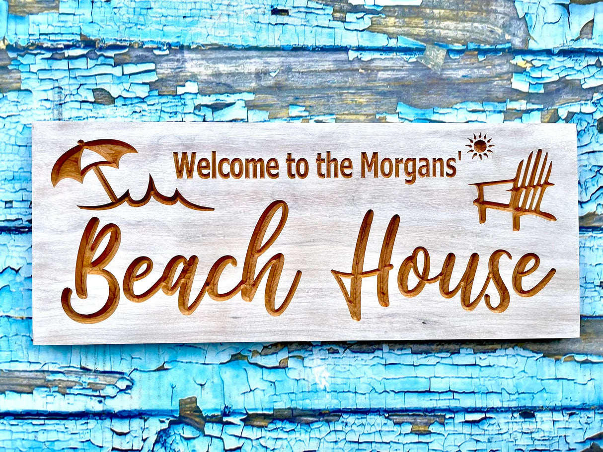 Custom Beach House Sign, Personalized Lake House Signs, Custom Wooden, Sign, Outdoor Wooden Sign Benchmark Signs And Gifts