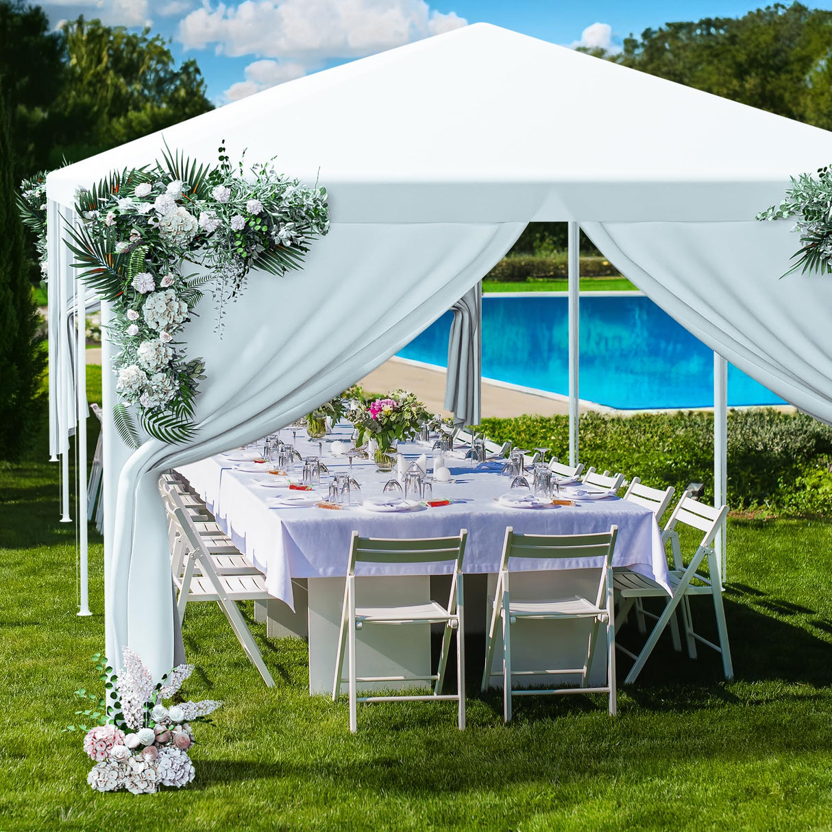 F2C 10 x30 Outdoor Gazebo White Canopy with sidewalls Party Wedding Tent Cater Events Pavilion Beach BBQ Event(10'X30') F2C