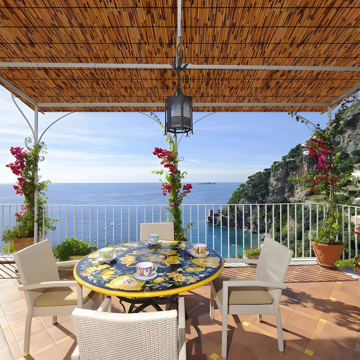 TENTONUP Bamboo Fence 6 Feet High Outdoorh,Bamboo Reed Fence Rolls,Bamboo Privacy Fence Screen,Bamboo Reed Fencing for for Outdoor Backyard,Garden,Balcony,Patio,6FT x 16.4FT,Brown TENTONUP