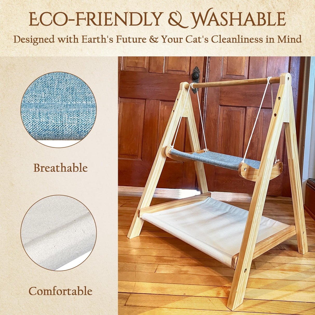 Handy Hound Cat Hammock Bed – The Premium Choice in Cat Beds for Indoor Cats Washable for Ultimate Comfort. 26" L x 21" W x 32" H Handy Hound