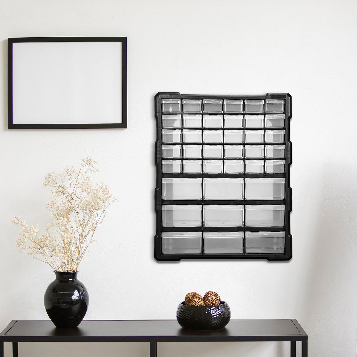 Elevon Hardware and Craft Cabinet 14.8" W x 6.3" D x 18.7" H, 39 Drawers, Black Elevon