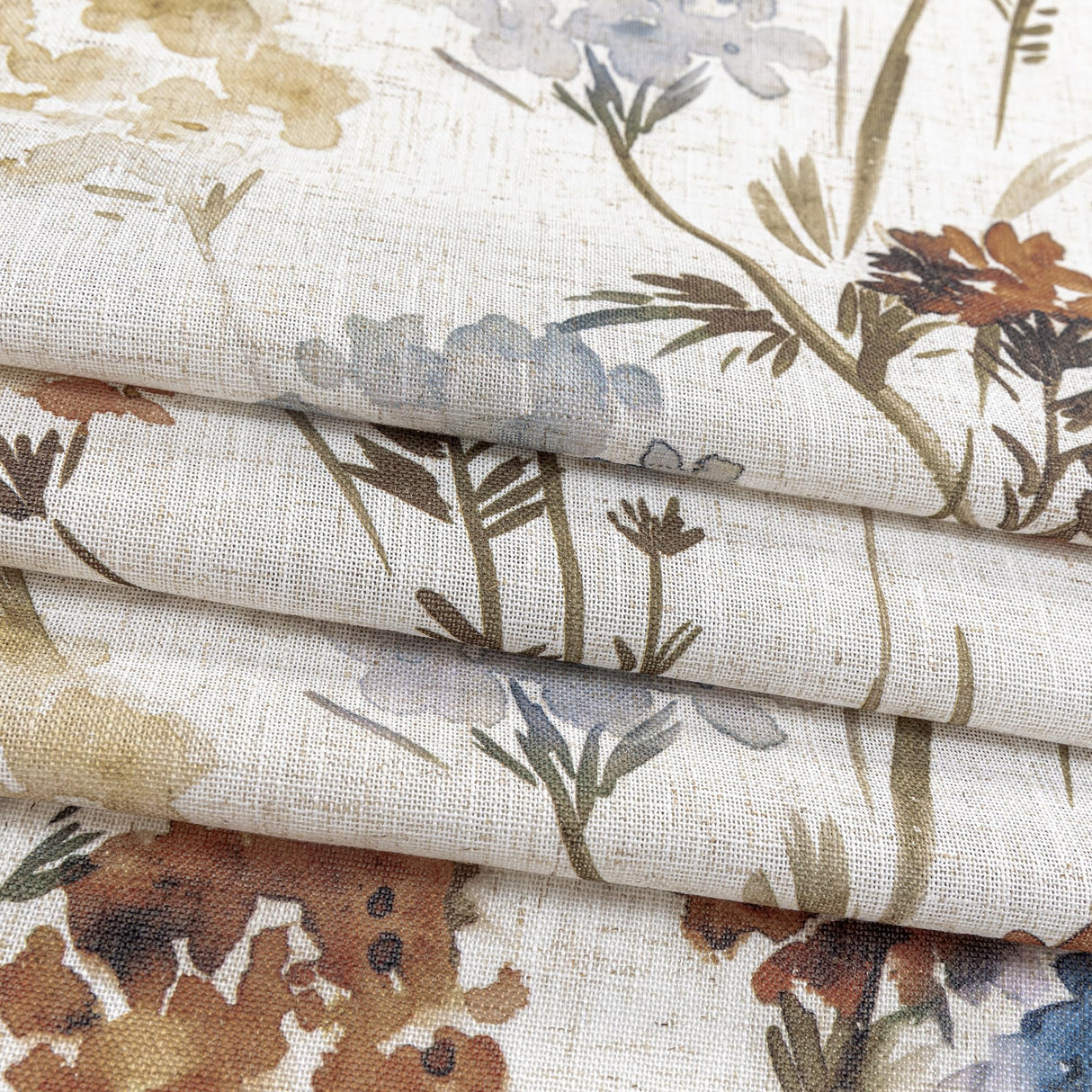 MYSKY HOME Floral Linen Curtains 84 inch Length 2 Panels Set Fall Patterned Semi Sheer Light Filtering Privacy Farmhouse Grommet Drapes for Living/Dining Room, Yellow, W52 x L84, Pack-2 MYSKY HOME