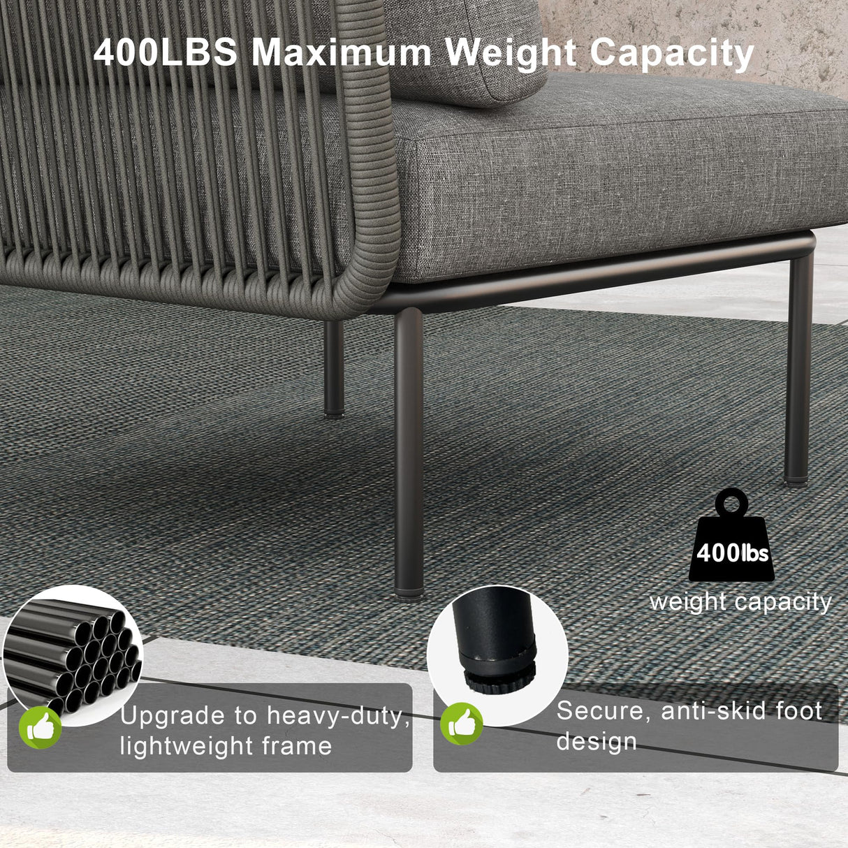LayinSun 11 Pieces Aluminum Patio Furniture Set, Modern Modular Sectional Sofa with Coffee Table and Upgrade Thickness Cushion LayinSun