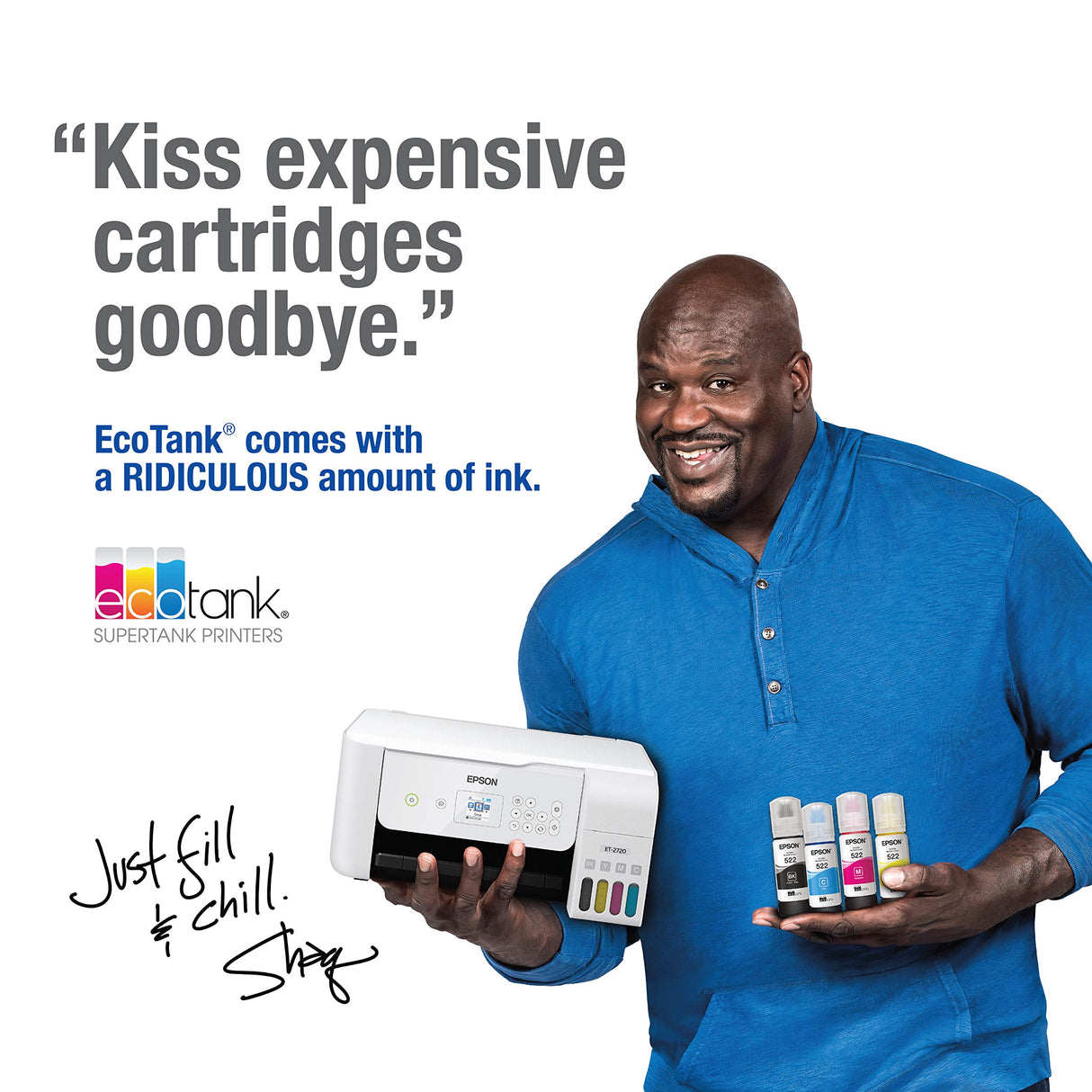 Epson EcoTank ET-2720 Wireless Color All-in-One Supertank Printer with Scanner and Copier - White Epson