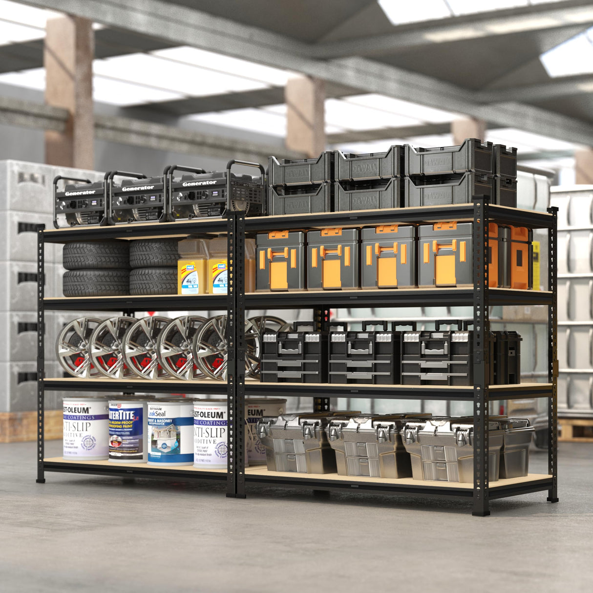 PrimeZone 40" W x 20" D x 59" H Heavy Duty Storage Shelves, 4 Tier Adjustable Garage Shelving Unit, Metal Organizer Shelf Utility Rack for Warehouse Pantry Closet Kitchen, Black, 2 Pack PrimeZone