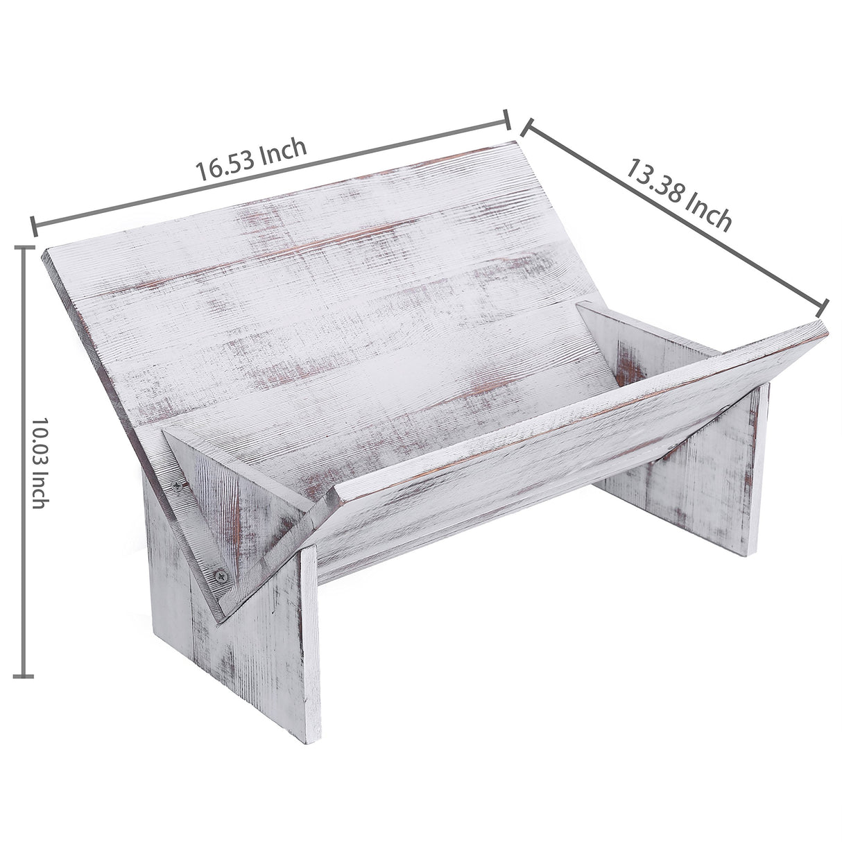 MyGift Shabby Whitewashed Wood Bookcase with Tilted Design, Decorative Storage Organizer Display Bookshelf MyGift