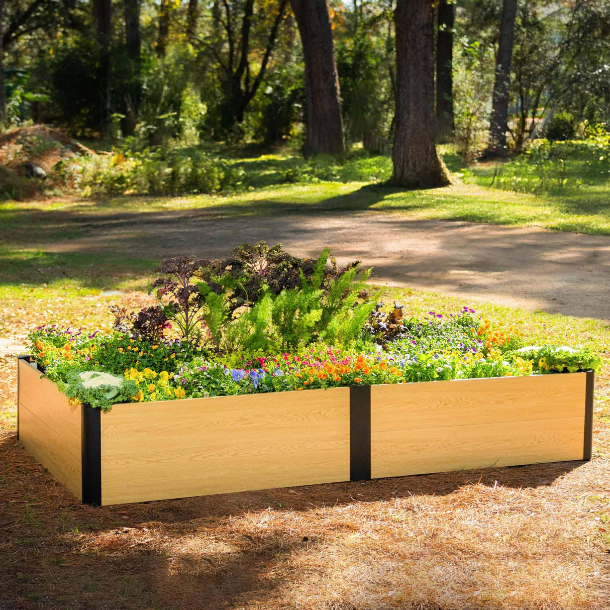 Woodgrain Series Raised Garden Bed, 4' x 8' Outdoor Wooden-Look Metal Planter Box for Gardening Vegetables Flowers Herbs Vego garden