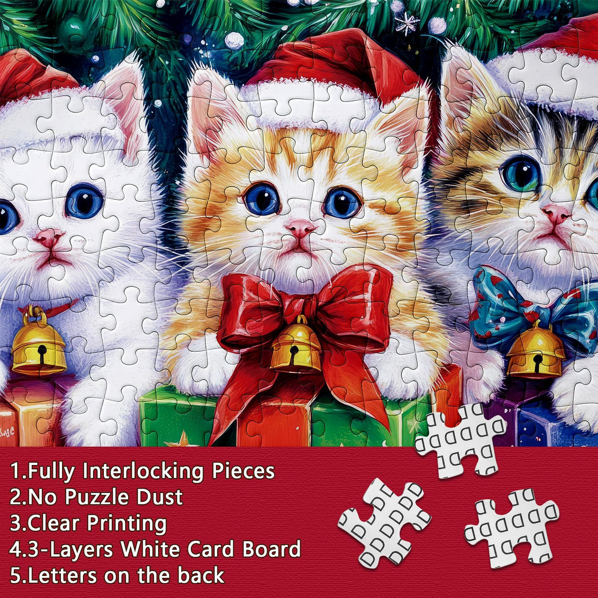 BUHAH Christmas Funny Cat Puzzles for Adults 1000 Pieces Winter Holiday Animal Jigsaw Puzzles Xmas Impossible Puzzle Challenging Puzzles for Adults As Christmas Decorations BUAHA