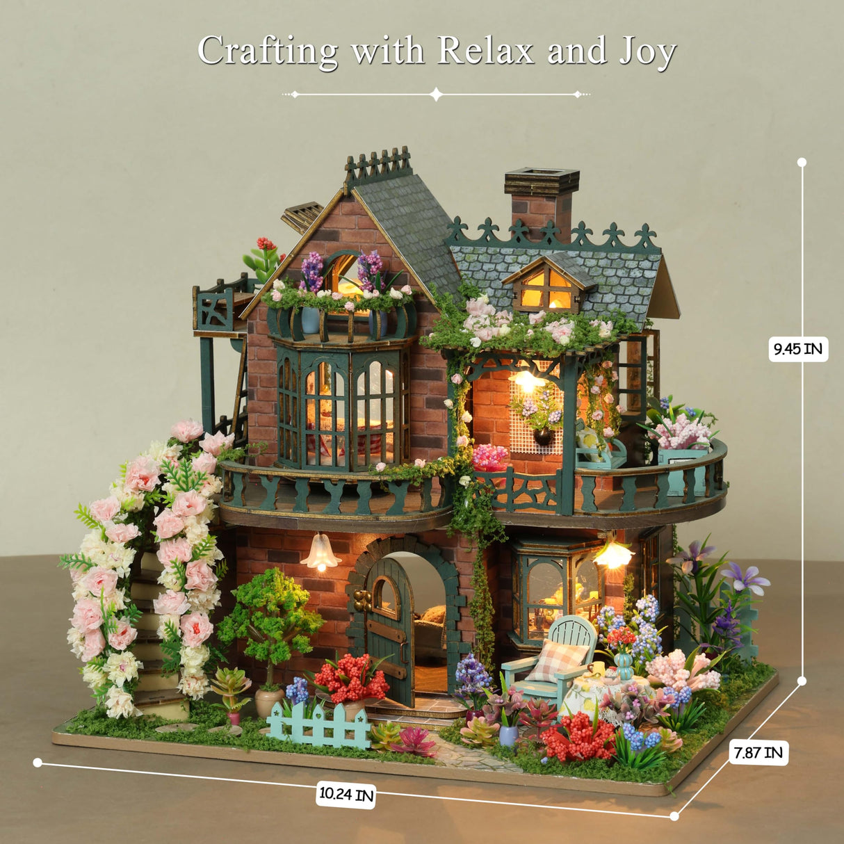 RHZN Miniature House Kit, Dollhouse Kit, Miniature Kit, DIY Mini House Building Kit for Adult Teen, Botanical House RHZN