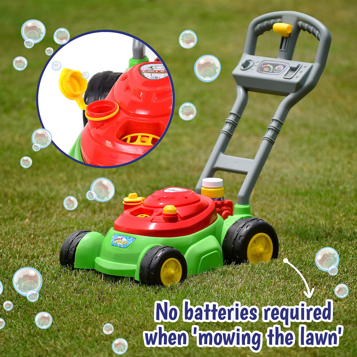 Maxx Bubbles Deluxe Bubble Lawn Mower Toy – Includes 4oz Bubble Solution | Outdoor Bubble Machine for Kids | Easy to Use, No Batteries Required | Amazon Exclusive, Red – Sunny Days Entertainmen Sunny Days Entertainment