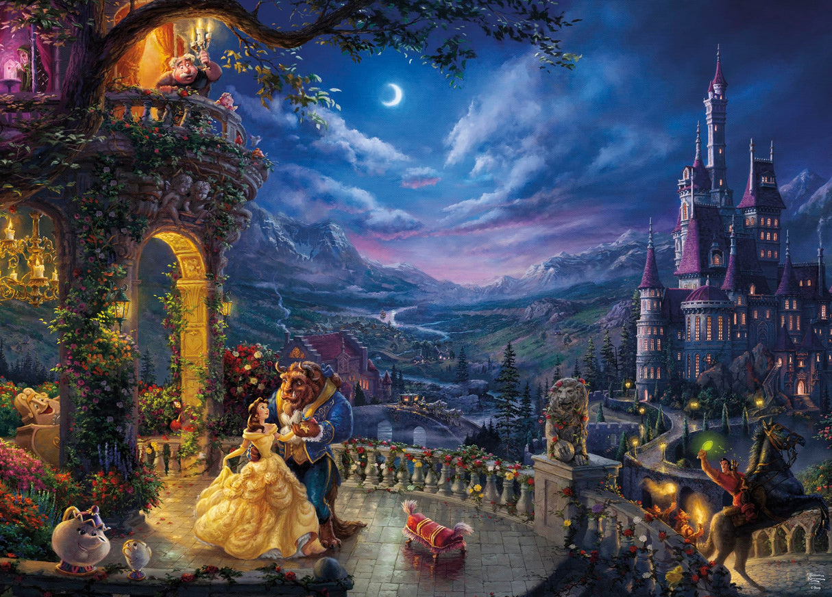 Ceaco - Thomas Kinkade - Disney - Beauty & The Beast Dancing in The Moonlight - 1000 Piece Jigsaw Puzzle Ceaco