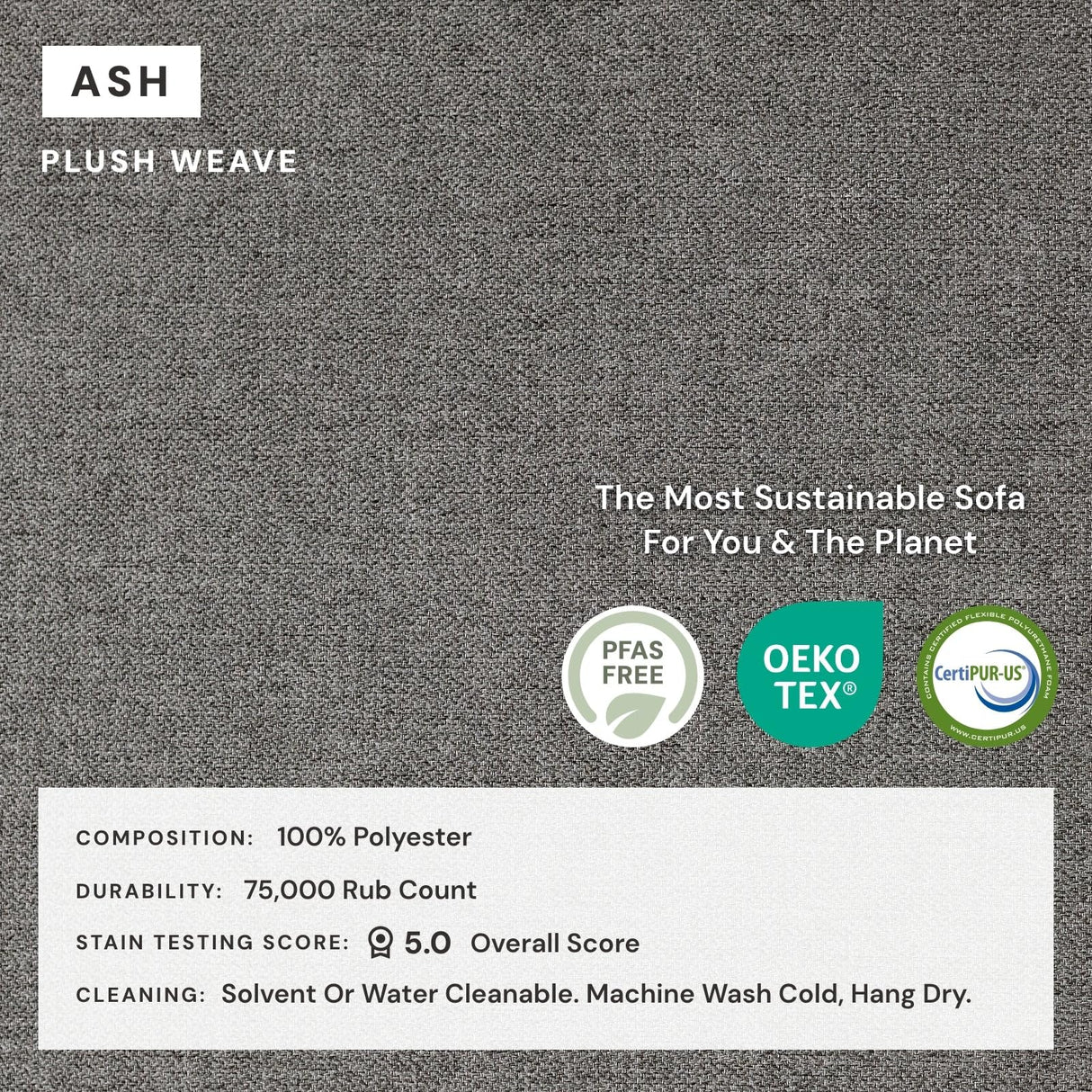 Anabei Modular Washable 5-Seater Corner Sectional in Ash | Deluxe+ Seat | Cloud Pillow Anabei