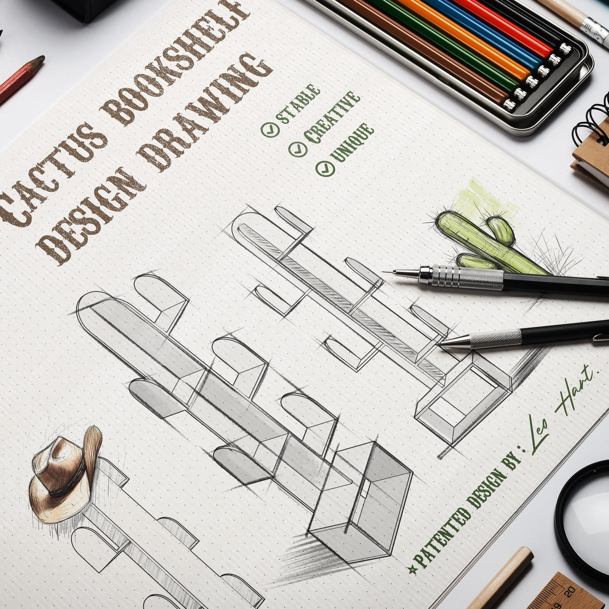 DOZILY Cactus Tree Bookshelf, 5-Tier Wood 50" Tall Book Storage Rack for CDs/Movies/Books, Small Space-Saving Organizer Shelves for Living Room, Bedroom, Home Office (White) DOZILY