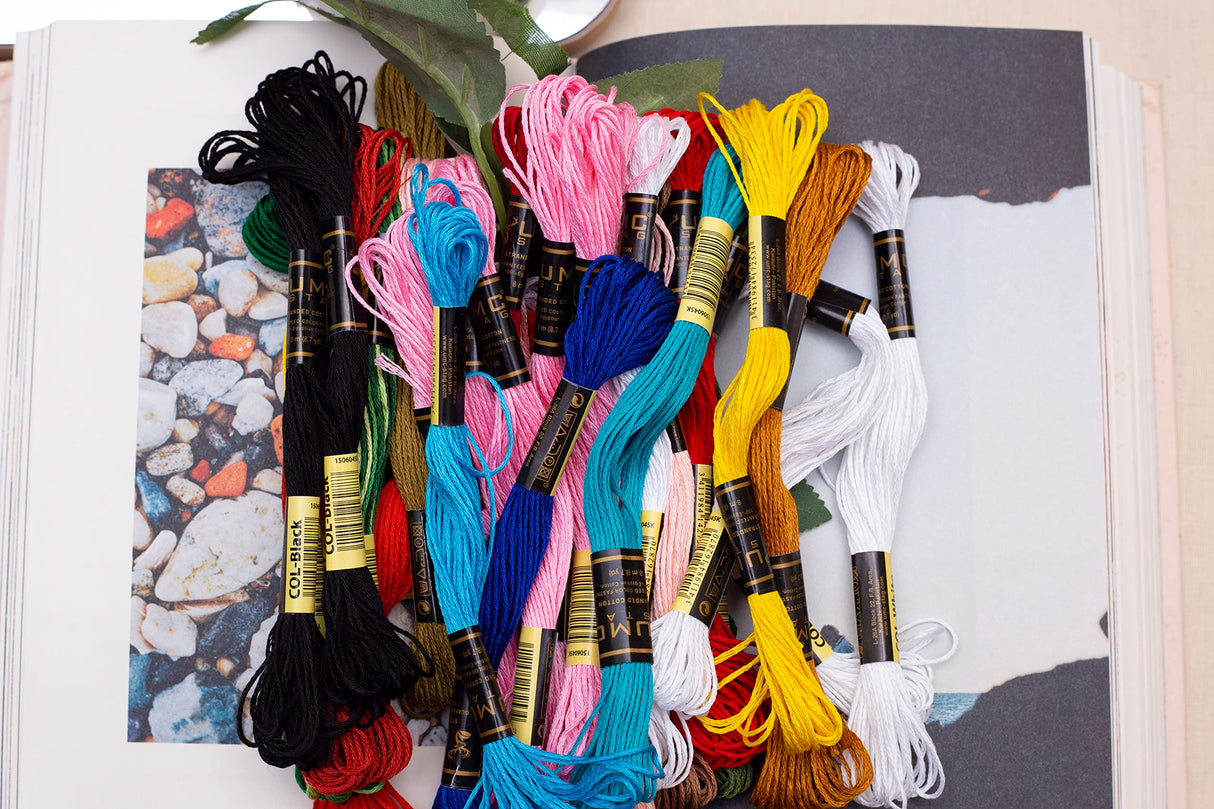 UMC STAG Pack of 12 Premium Embroidery Thread | 100% Egyptian Cotton Premium Skeins | Cross Stitch Embroidery Floss | Oeko TEX Certified Stranded Cotton | Ideal for Arts & Crafts (White-12) UMC STAG