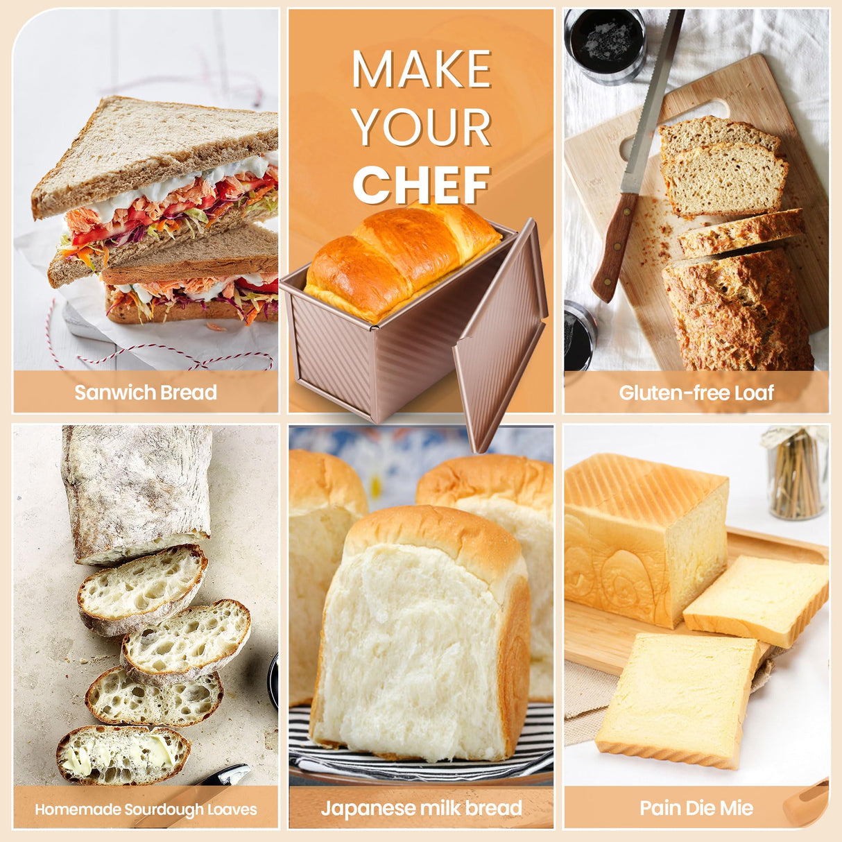 Yupjlia Pullman Loaf Pan with Lid, Premium 1 lb Dough Nonstick Bread Pan with Lid for Homemade Bread, Heavy Duty Carbon Steel Corrugated Sandwich Bread Loaf Pan with Cover for Baking Bread, Bakeware Yupjlia