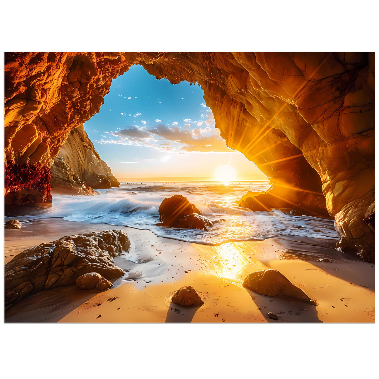 500 Pieces Puzzles for Adults Jigsaw Puzzle Beach Sea Cave Sunset Puzzle for Children Elderly, Recycled Paper Puzzle 500 Pieces, Art DIY Challenging Puzzle Family Game Gift for Friends, 20.5 x 15 in Jeacirio
