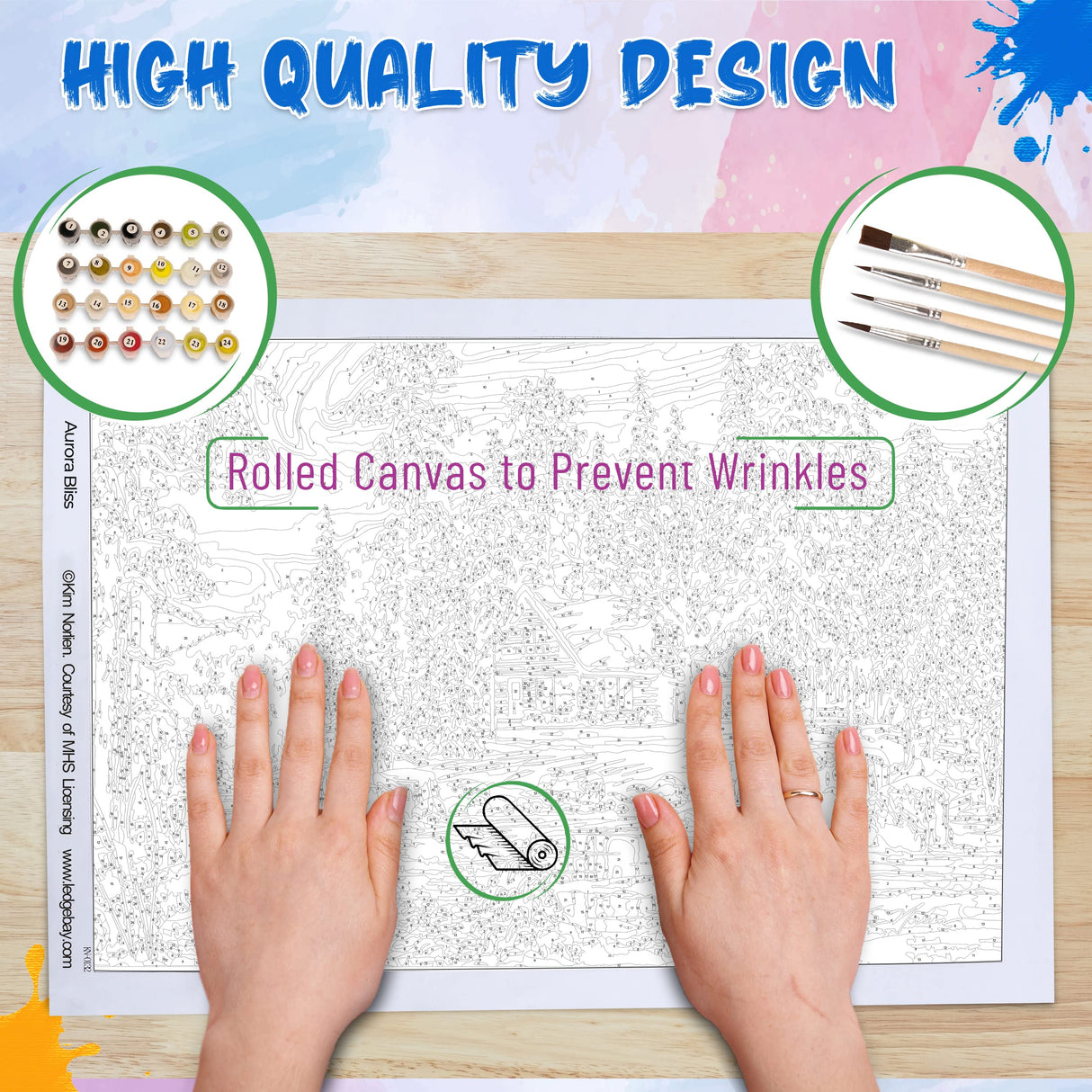 Ledgebay Paint by Numbers Kit for Adults: Beginner to Advanced Number Painting Kit - Fun DIY Arts & Crafts | Color by Numbers for Adults - Kits Include - (Aurora Bliss 16" x 20" Unframed) Ledgebay