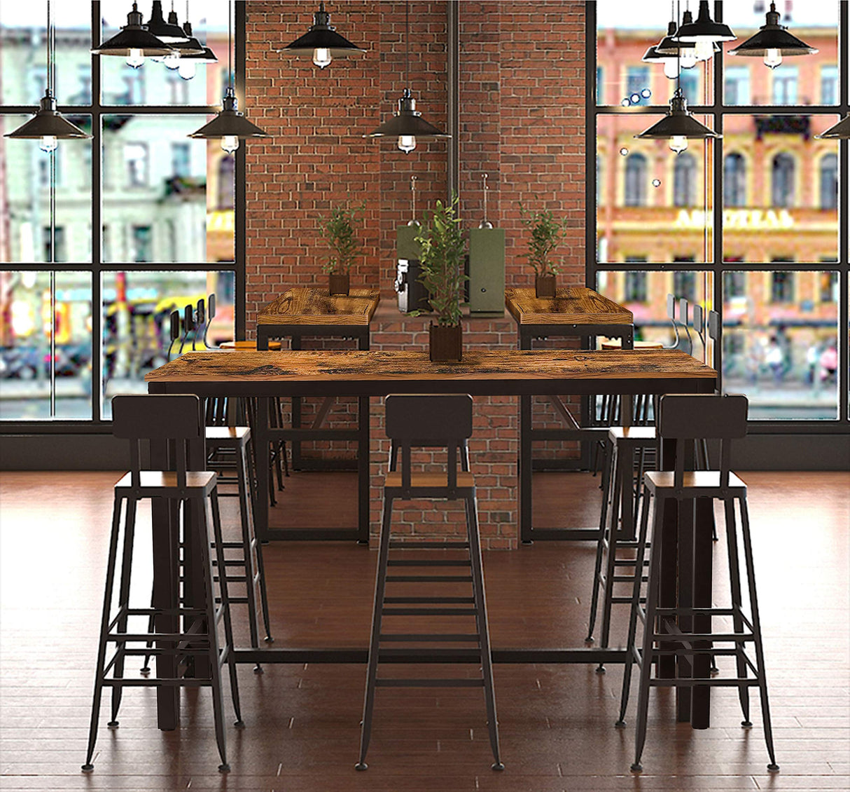 MUPATER 47'' Rustic Brown Industrial Tall Bar Table for Dining Room and Kitchen MUPATER