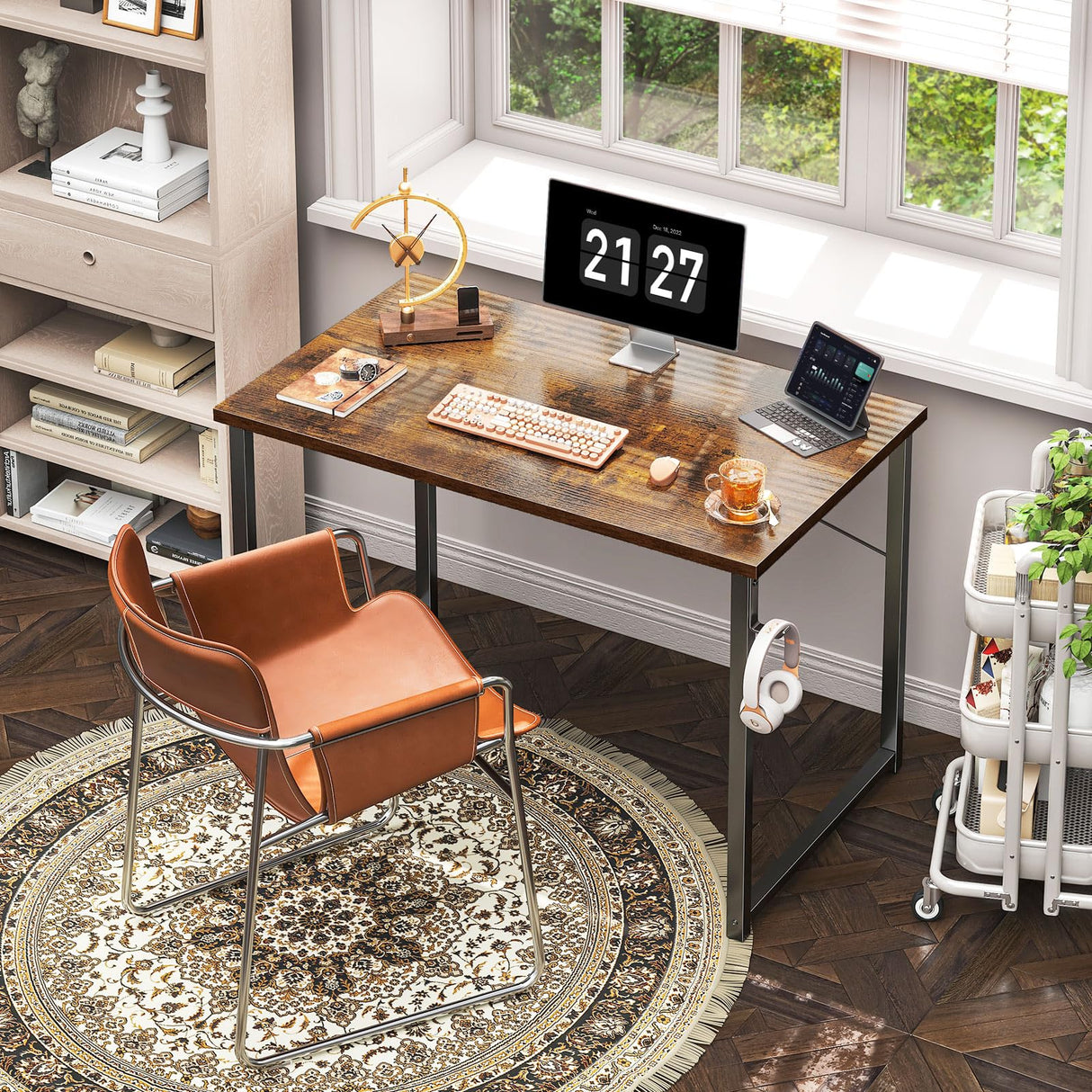 Coleshome 40 Inch Computer Desk, Modern Simple Style Desk for Home Office, Study Student Writing Desk, Vintage Coleshome