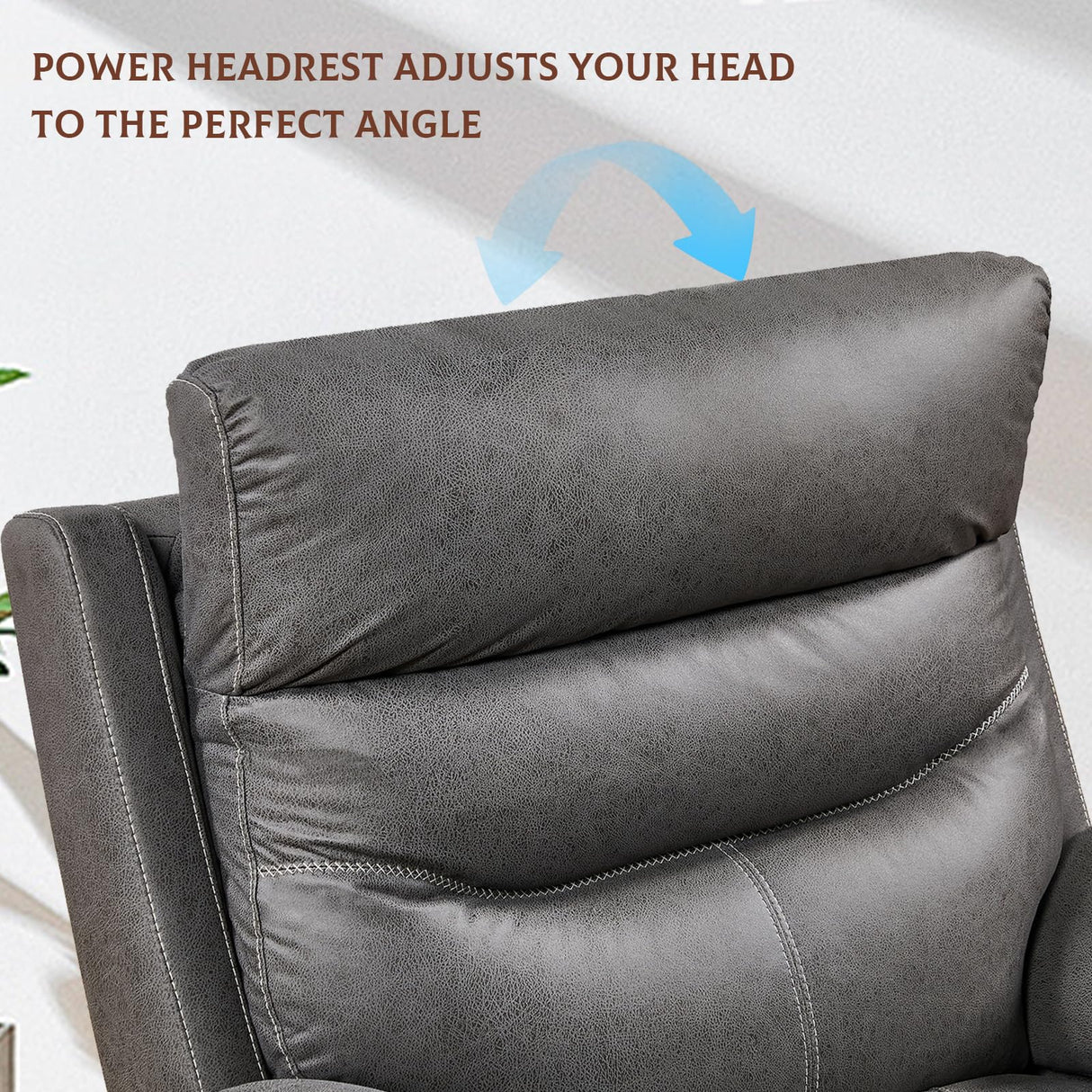 ROYALSON Dual OKIN Motor Power Recliner Chairs Swivel Rocker Recliner with One-Key Reset Button for Elderly Nursery Infinite Position, Power Headrest and USB Port,Faux Leather (Grey) ROYALSON