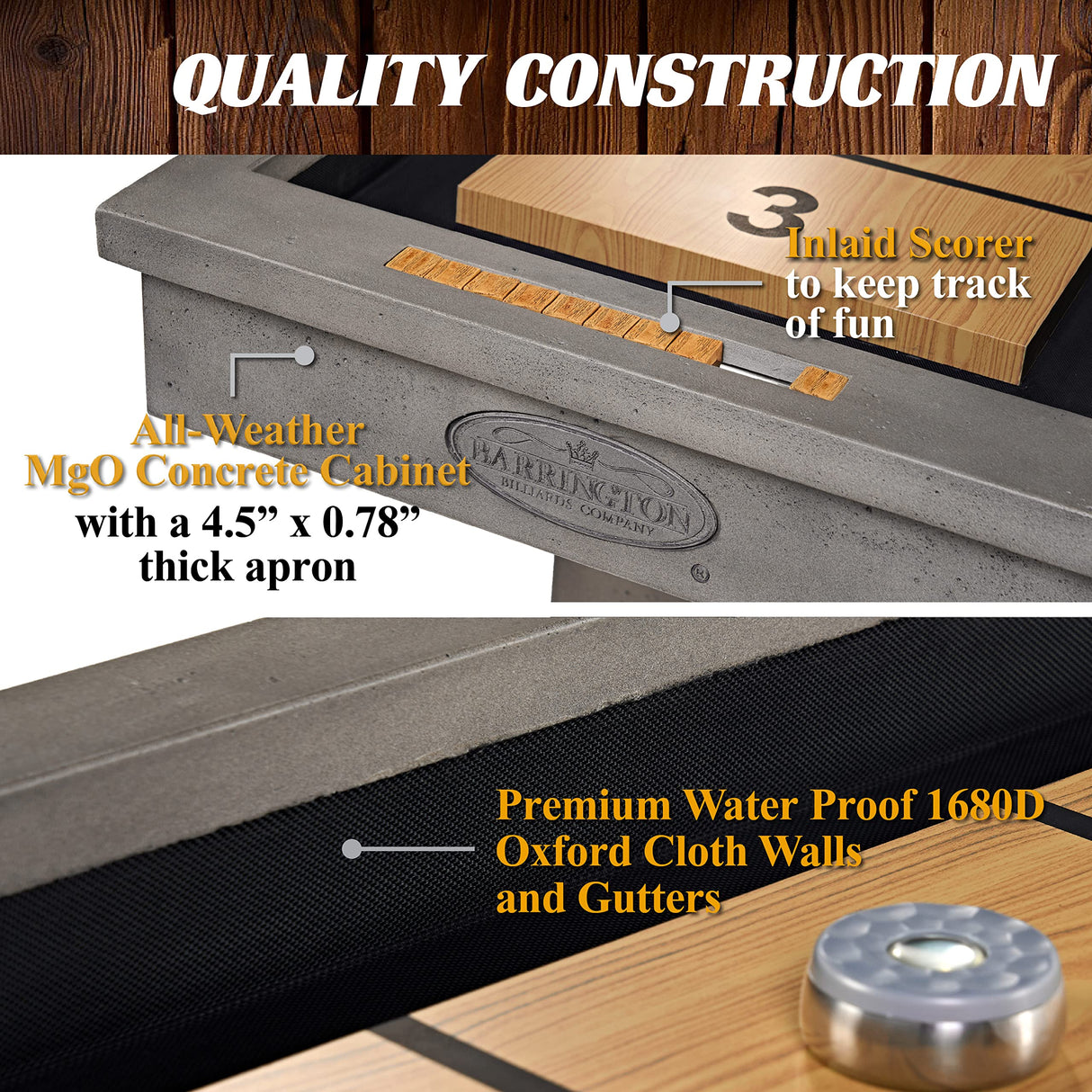 Barrington Billiards 11' Aurora Outdoor Shuffleboard Table with Scratch-Resistant Playfield and 8 Puck Set Barrington Billiards