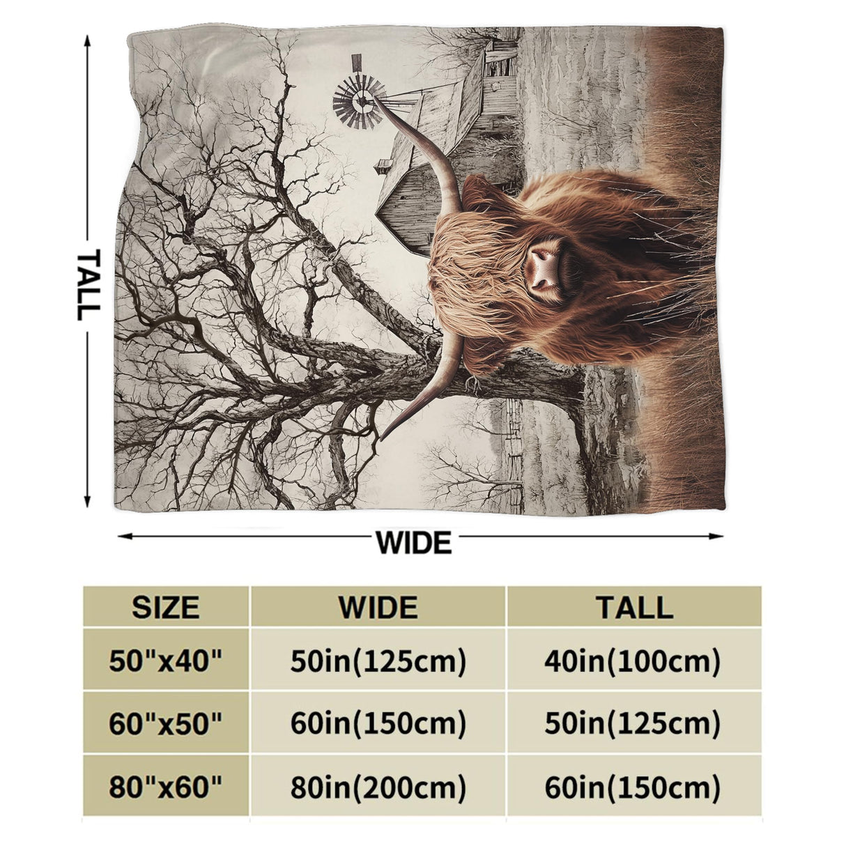 Highland Cow Blanket Highland Cow Throw Blankets Rustic Farmhouse Cattle Print Cozy Fleece Flannel Stuff Plush Lightweight Bedding Lover Gifts for Men Women Adults for Couch Sofa Bed Decor 40"X50" nanen