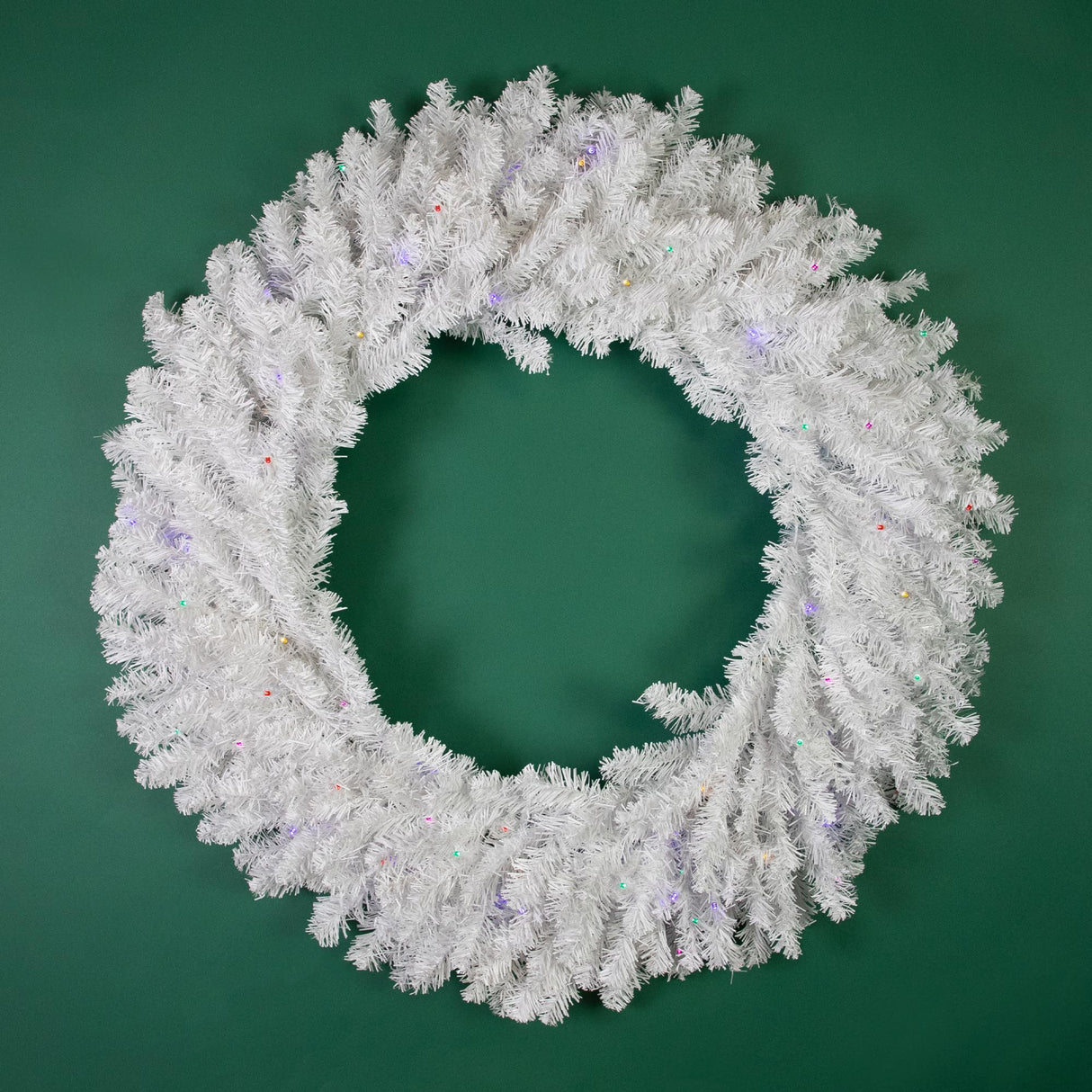 Northlight Pre-Lit White Pine Battery Operated Christmas Wreath - 36" - Multicolor LED Lights Northlight