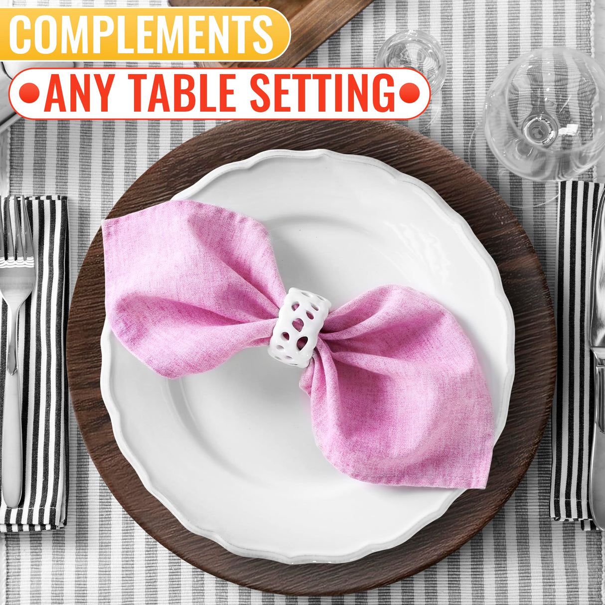 13'' Round Plastic Wood Charger Plates Set of 4 Chargers In Bulk Rustic Wood Round Table Charger Wedding Party Chargers Plate Set for 4 - 13 inch Rustic Kitchen Wood Plate Charger Wedding Table Decor BURIUS