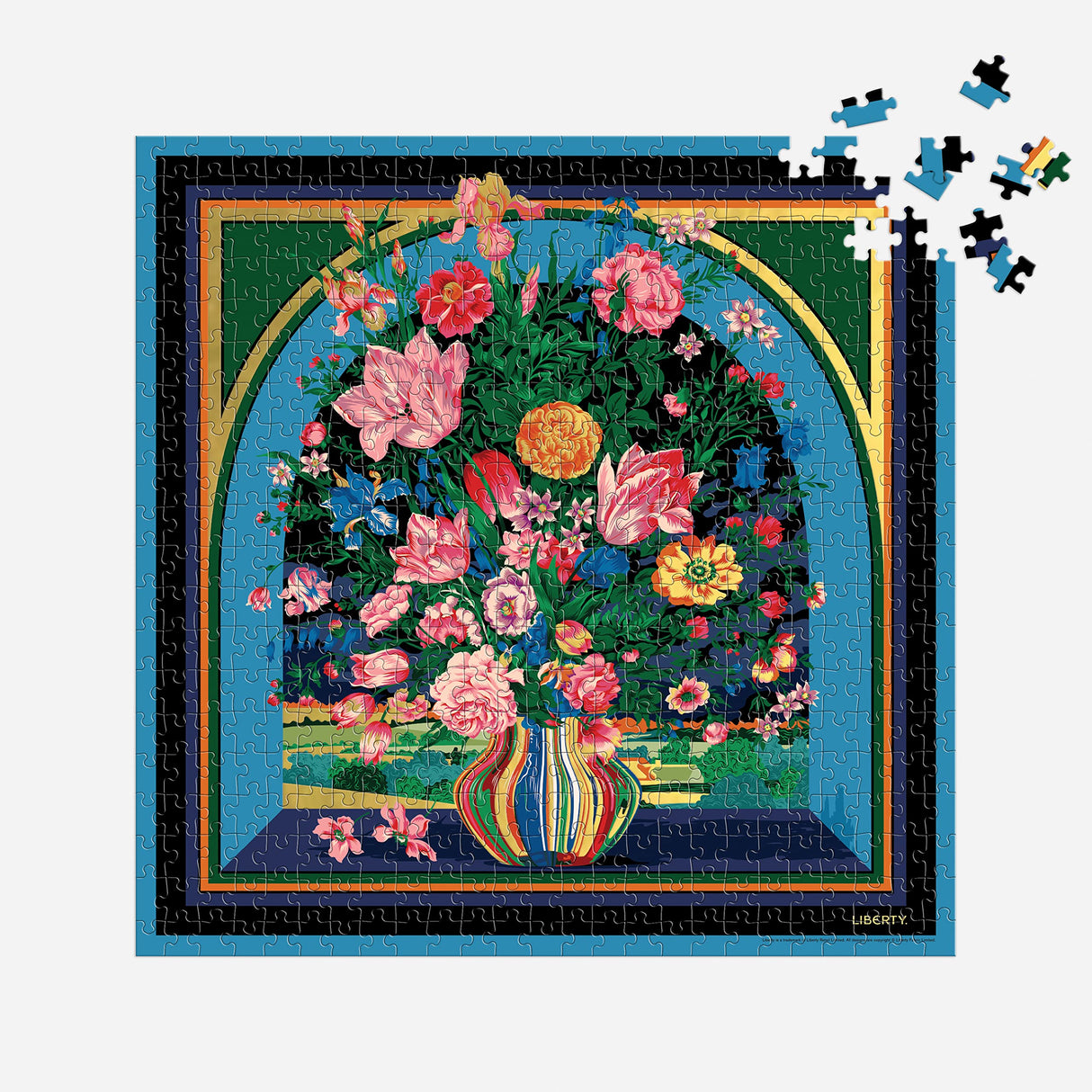 Galison Liberty Vista – 500 Piece Book Puzzle with Iconic Botanical Liberty Heirloom Print Artwork Packaged in Magnetic Keepsake Book Sized Box Galison