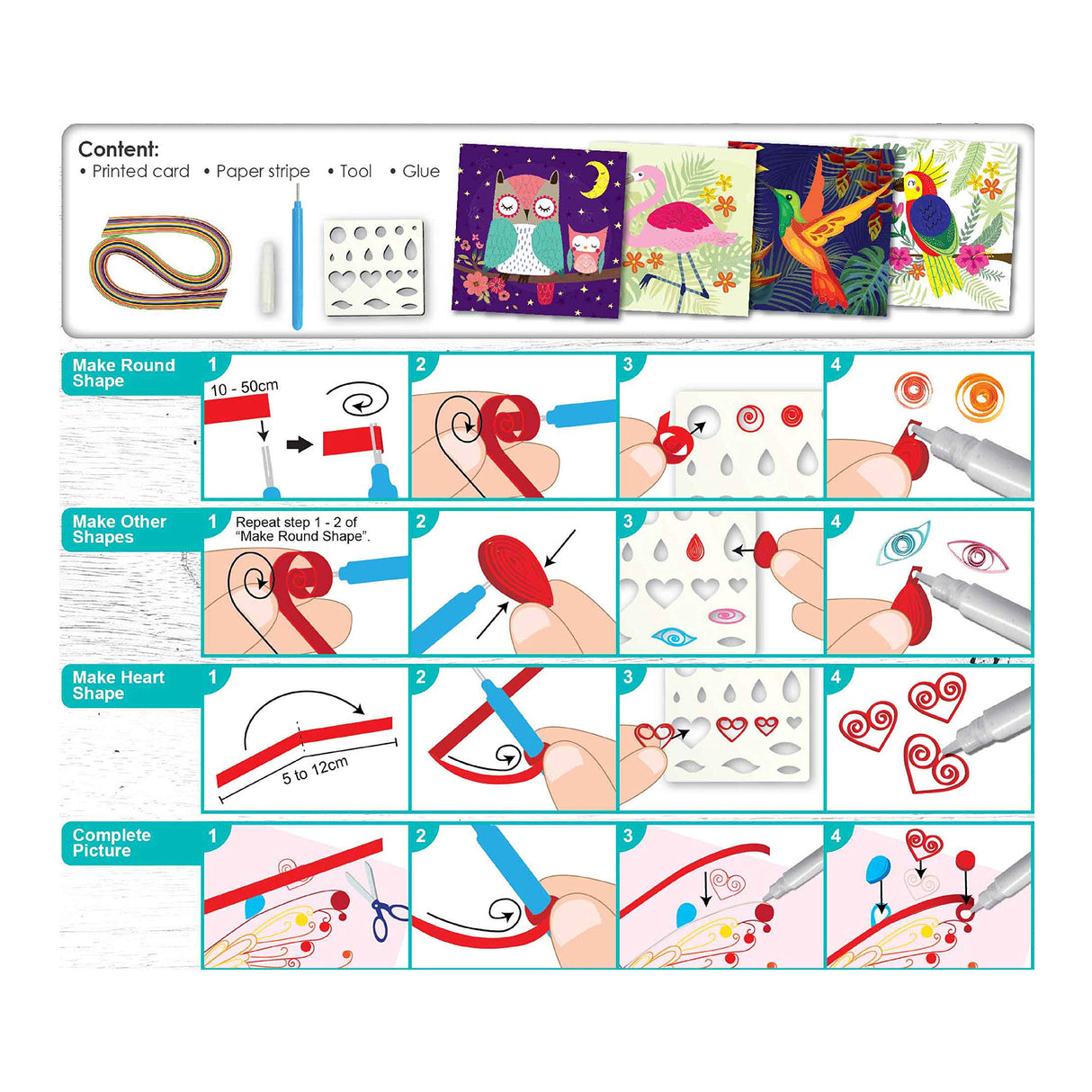 C.S.KIDS PQ03 C.S DIY Arts & Crafts Gifts – Bird| 3D Quilling Design Kits for Kids, Make Art (Paper Strips & Tools Included) C.S.KIDS