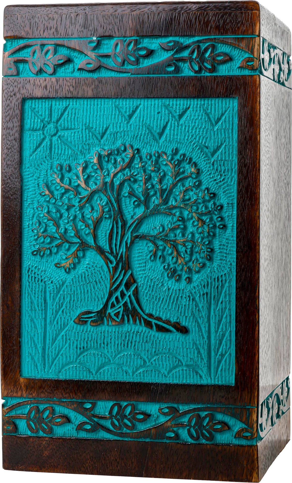 INTAJ Wooden Cremation urns for Human Ashes Adult Male Dad Female Large Tree of Life Urns Box for ashes and Casket Urn for Ashes Women Mother, Burial Funeral Memorial Urns for Ashes 250lbs INTAJ