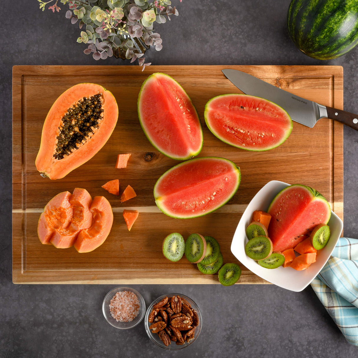 Kenmore Kenosha Heavy Duty Acacia Wood Extra Large Cutting Board W/Juice Grove, 24x16-inch Kenmore