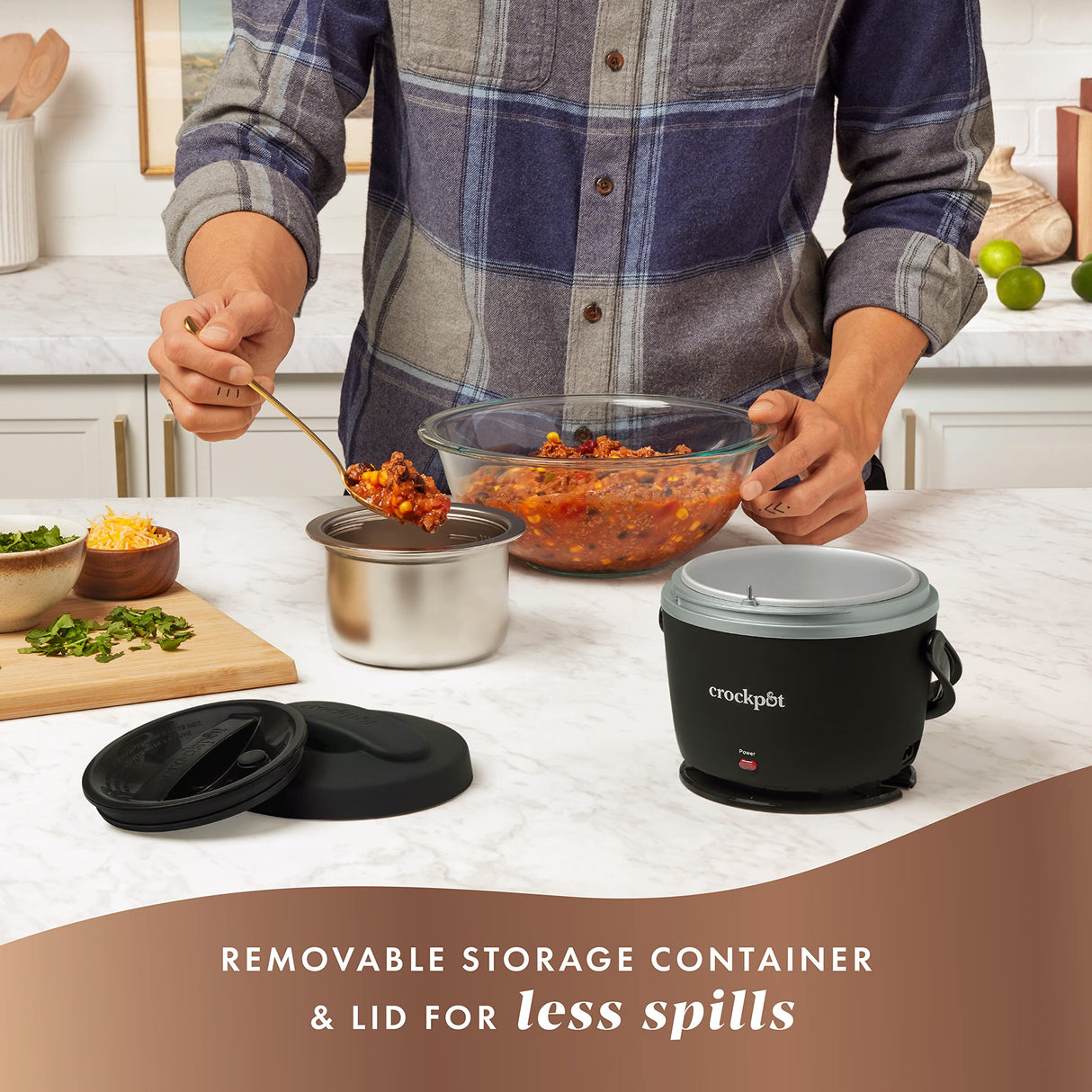 Crock-Pot Electric Lunch Box, 20-Ounce Portable Food Warmer, Black Licorice, Perfect for Travel, On-the-Go & Office Use | Stylish, Spill-Free & Dishwasher-Safe | Ideal Men & Women's Gifts Crock-Pot