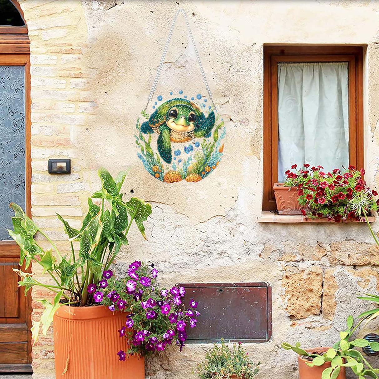 AIBOERL Diamond Art Hanging Kit for Adult,Special Shaped Rhinestone,DIY Acrylic 5D Diamond Art Painting Window Pendants Home Garden Wall Hanging Kits Hanging Ornament,Double Sided. (Turtles) AIBOERL