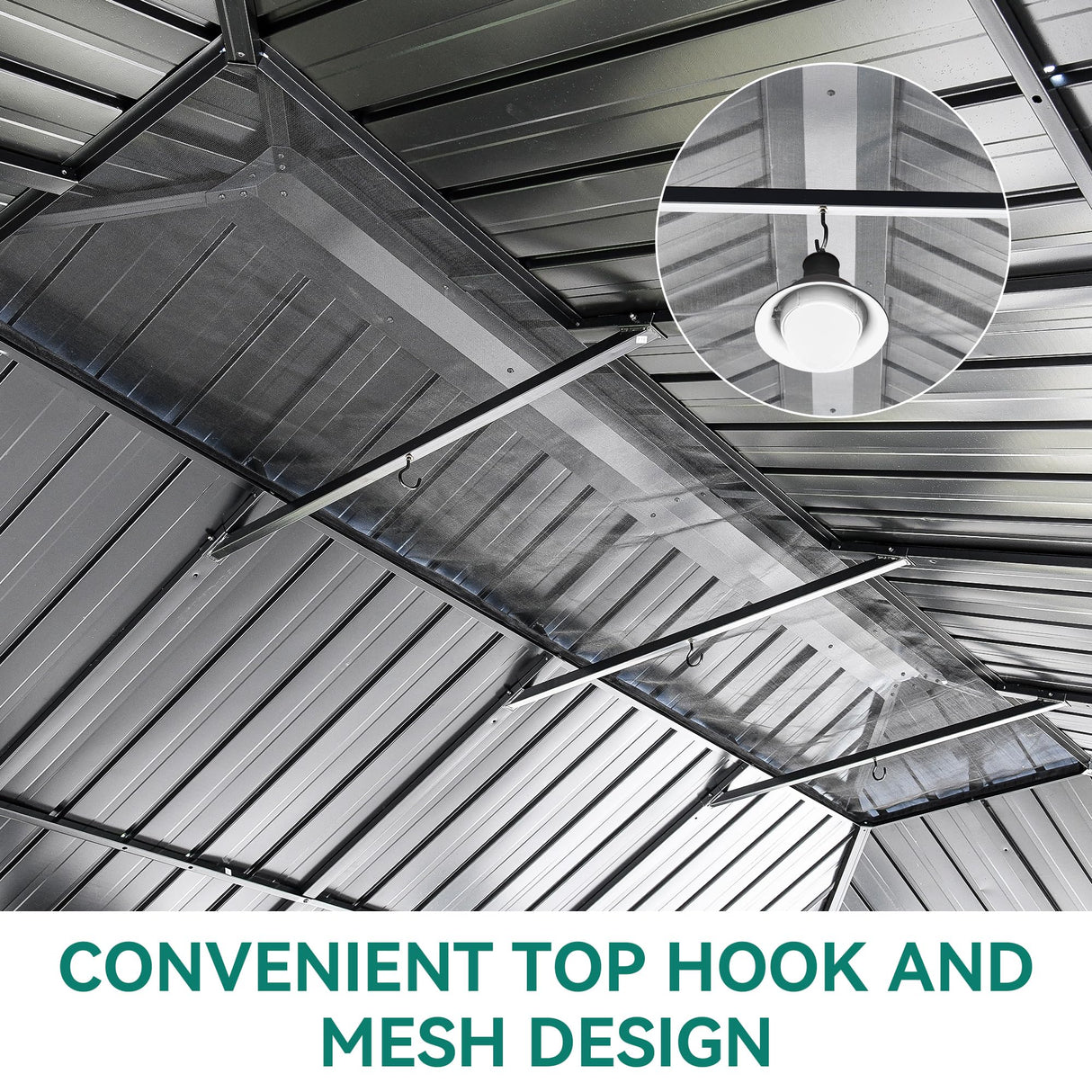 DWVO 12x18ft Hardtop Gazebo Double Roof with Nettings and Curtains, Heavy Duty Galvanized Steel Outdoor Vertical Stripes Roof for Patio, Backyard, Deck, Lawns, Brown DWVO