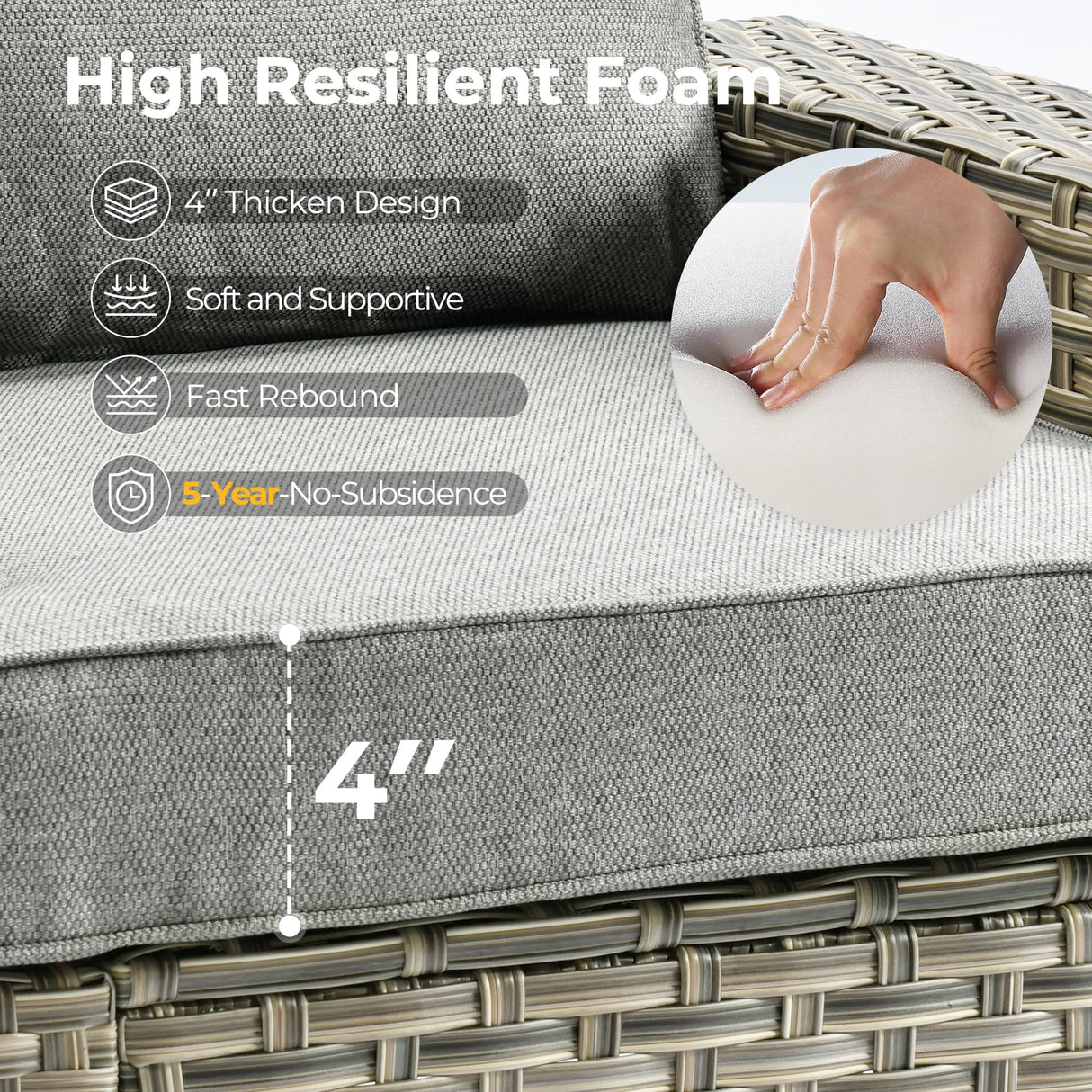 HOOOWOOO Outdoor Sectional Patio Furniture Set with Fire Pit Table,13 Pieces Wicker Conversation Sets L Shaped Couch,Extra Deep Out Door Sofa Outside Furniture with Swivel Chairs Ottoman,Charcoal Gray HOOOWOOO