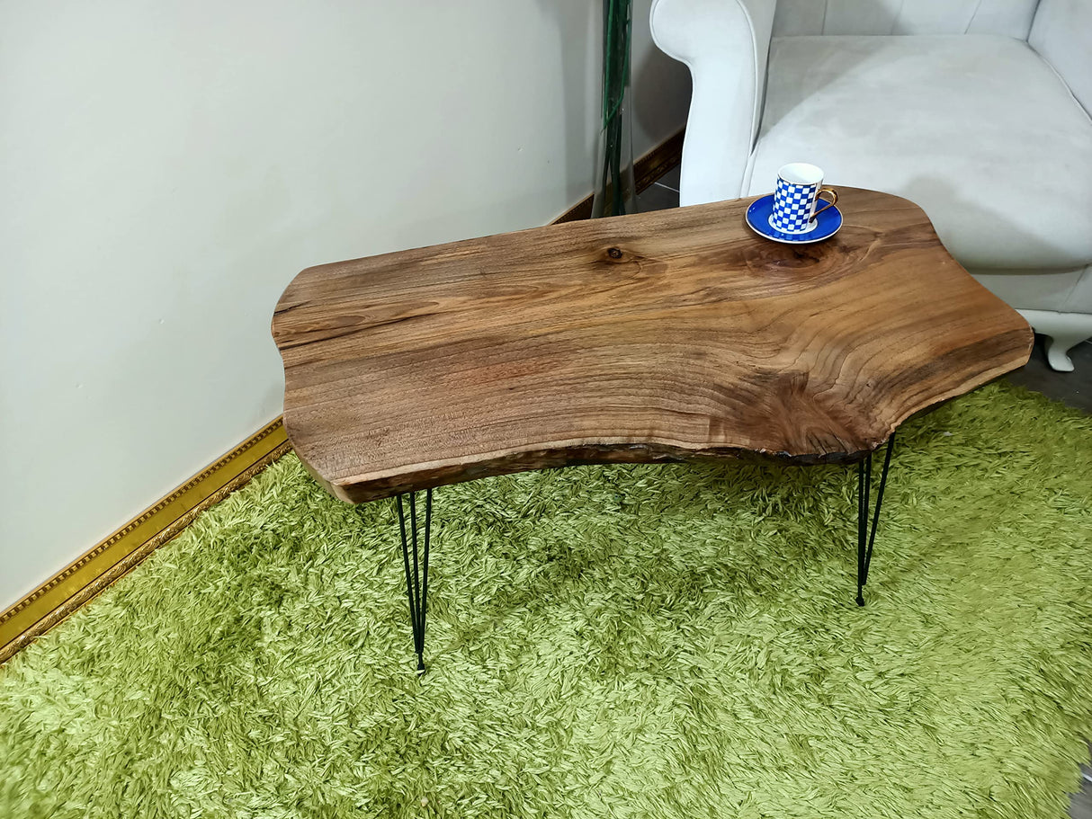 skilled hands Live Edge Coffee Table Walnut Tree Rustic Coffee Table Center Table Natural skilled hands